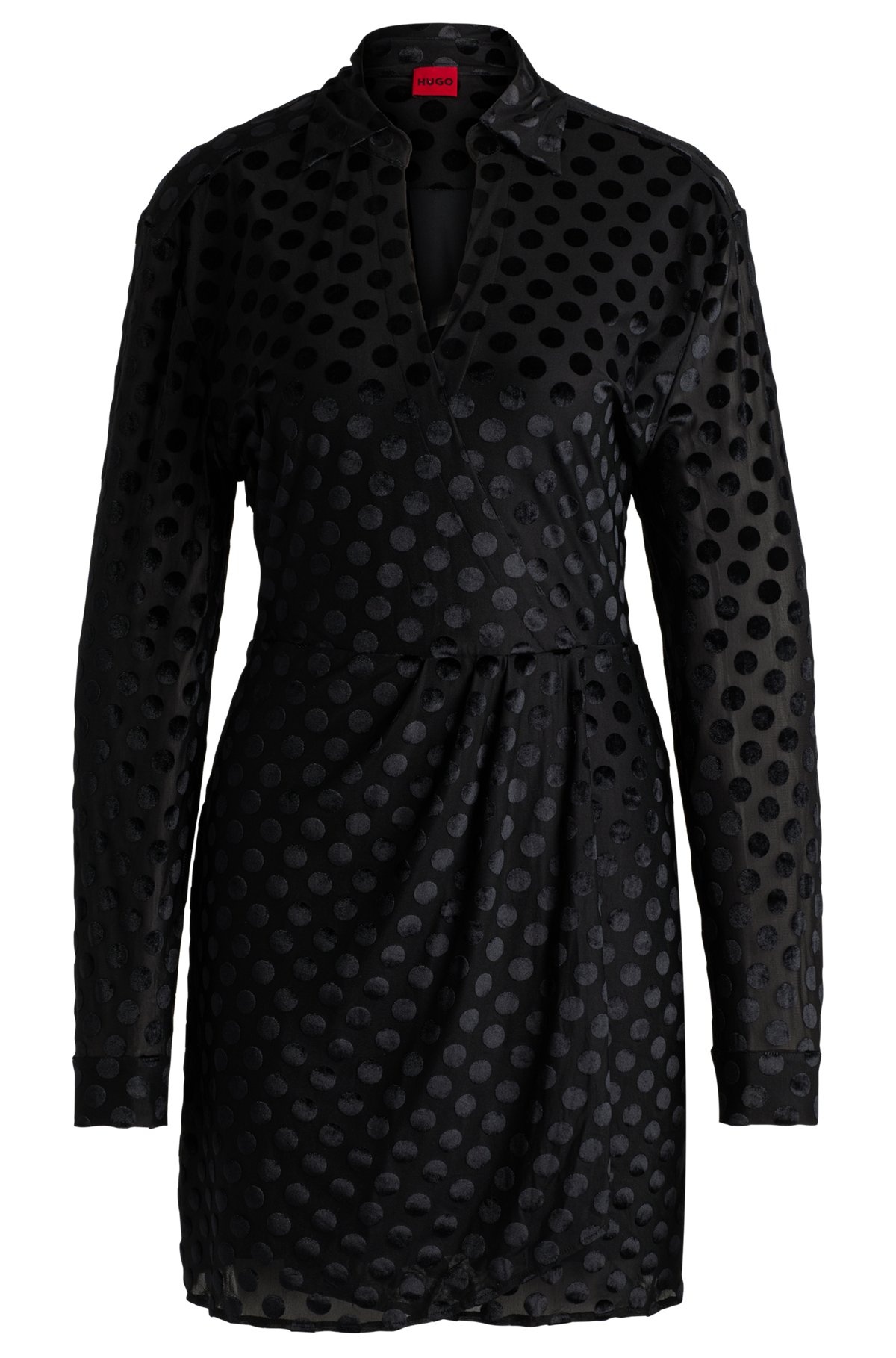 WRAP-FRONT REGULAR-FIT DRESS WITH DEVORÉ PATTERN - 1