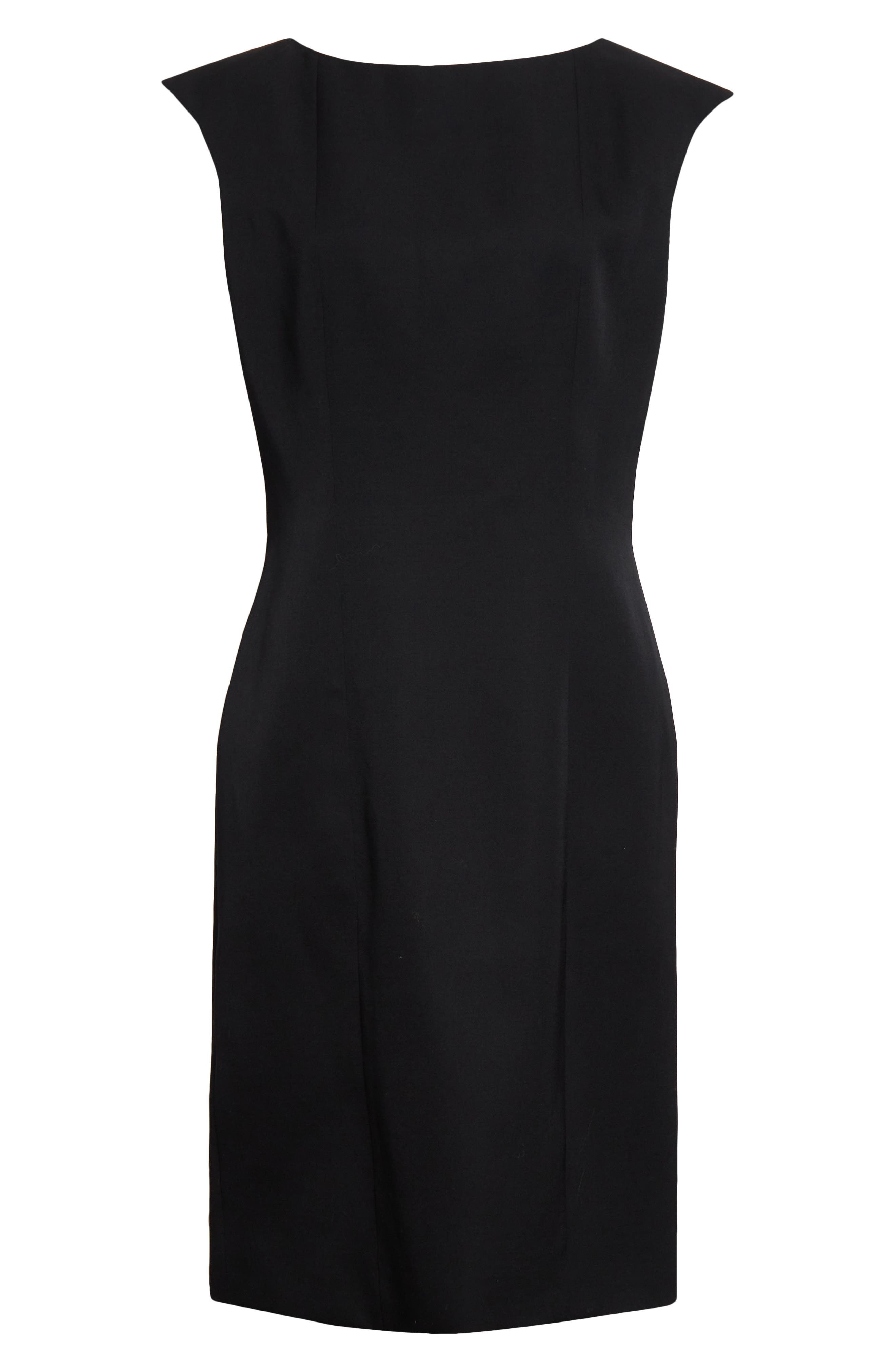 Alexander McQueen Cap Sleeve Wool Twill Dress in Black at Nordstrom - 5