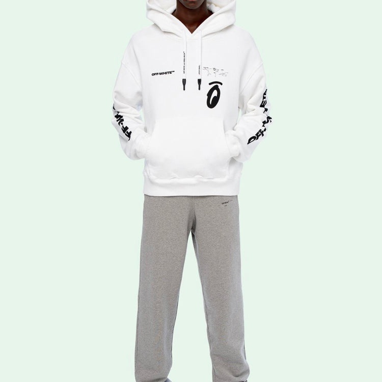 Off-White Split Arrows Hooded Fleece Men White OMBB037E19D250100110 - 4
