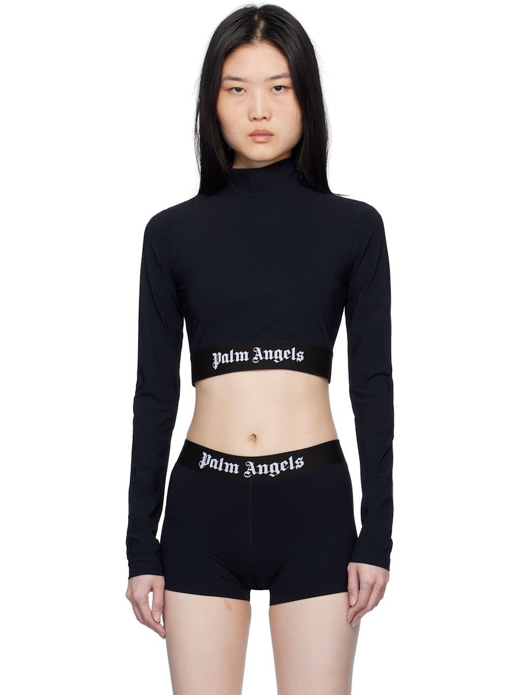 Black Mockneck Logo Sport Top - 1