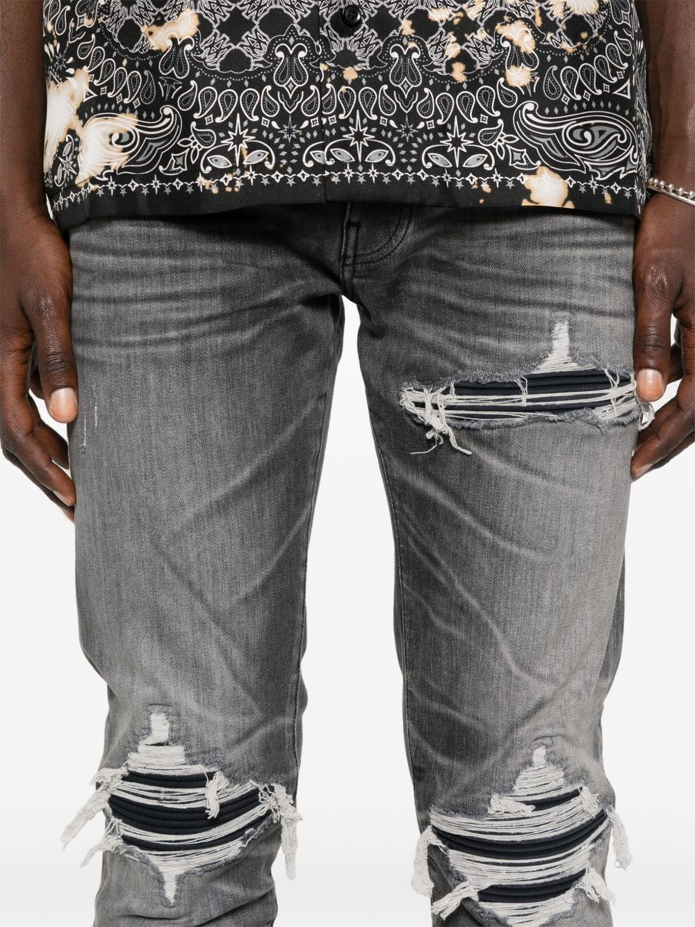 distressed straight-leg jeans - 5