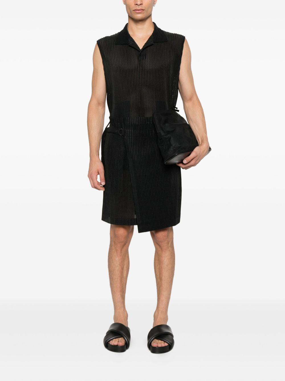 pleated sleeveless polo shirt - 2
