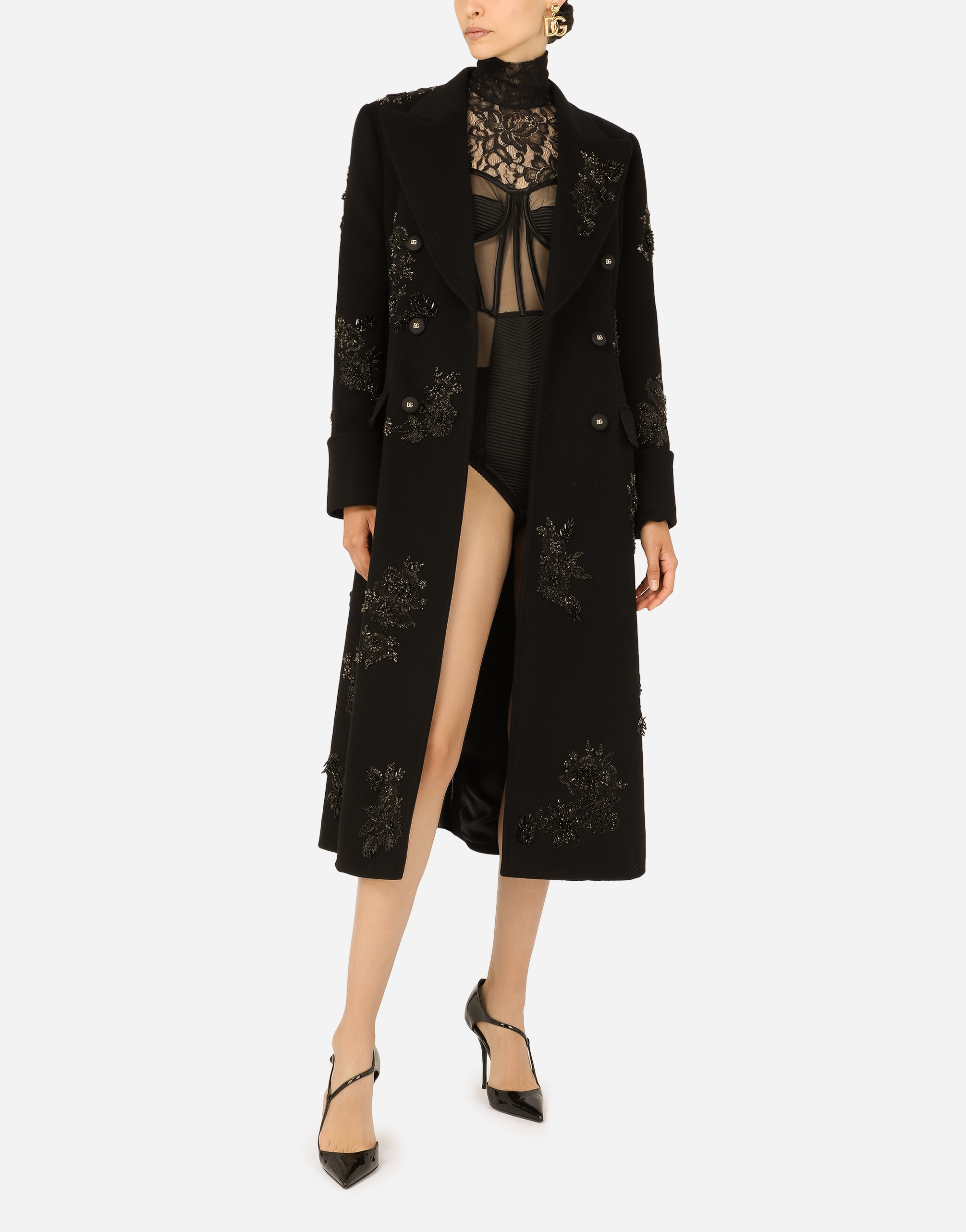 Double-breasted wool coat with embroidery - 6