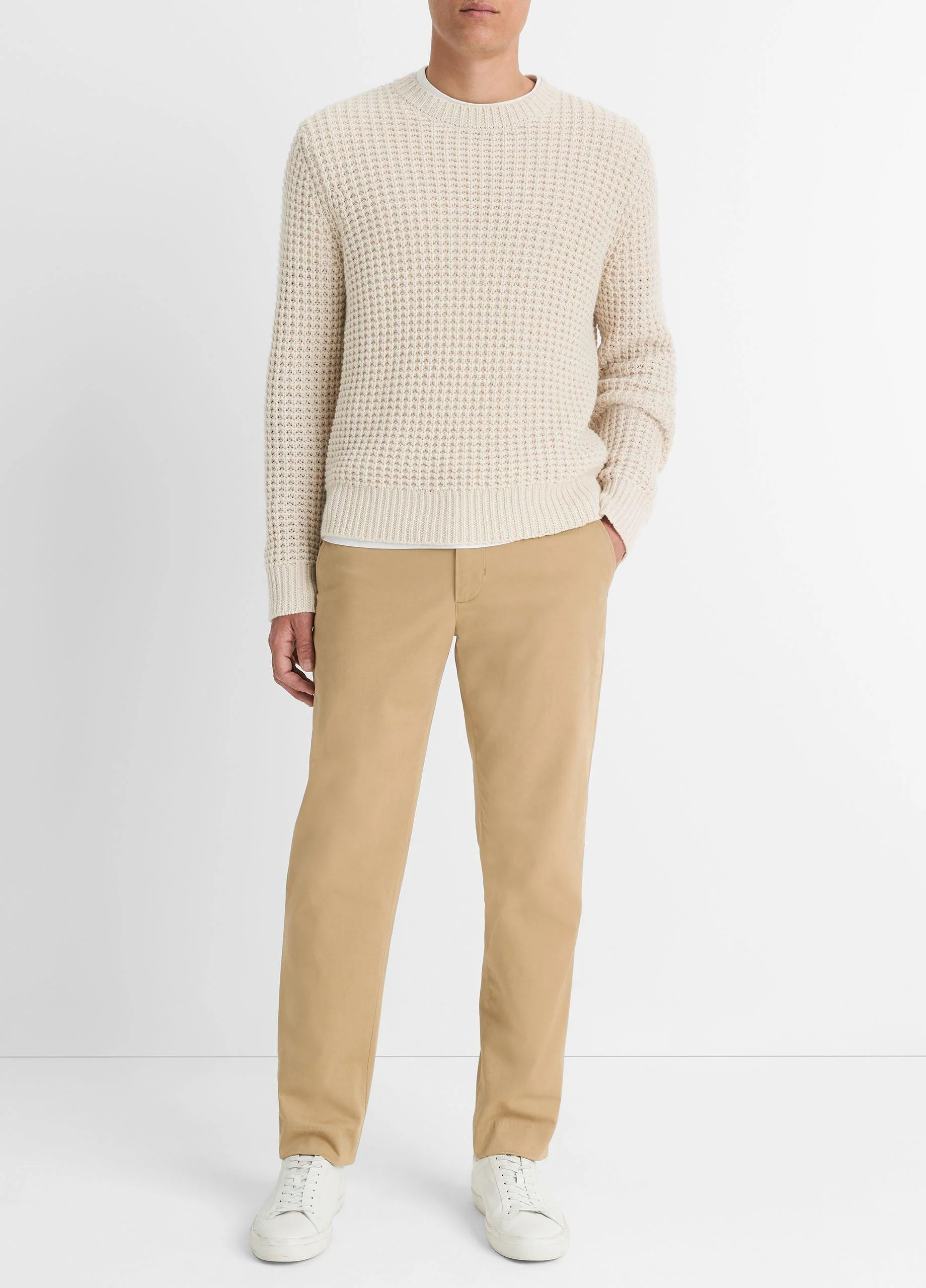 Macro-Waffle Crew Neck Sweater - 1