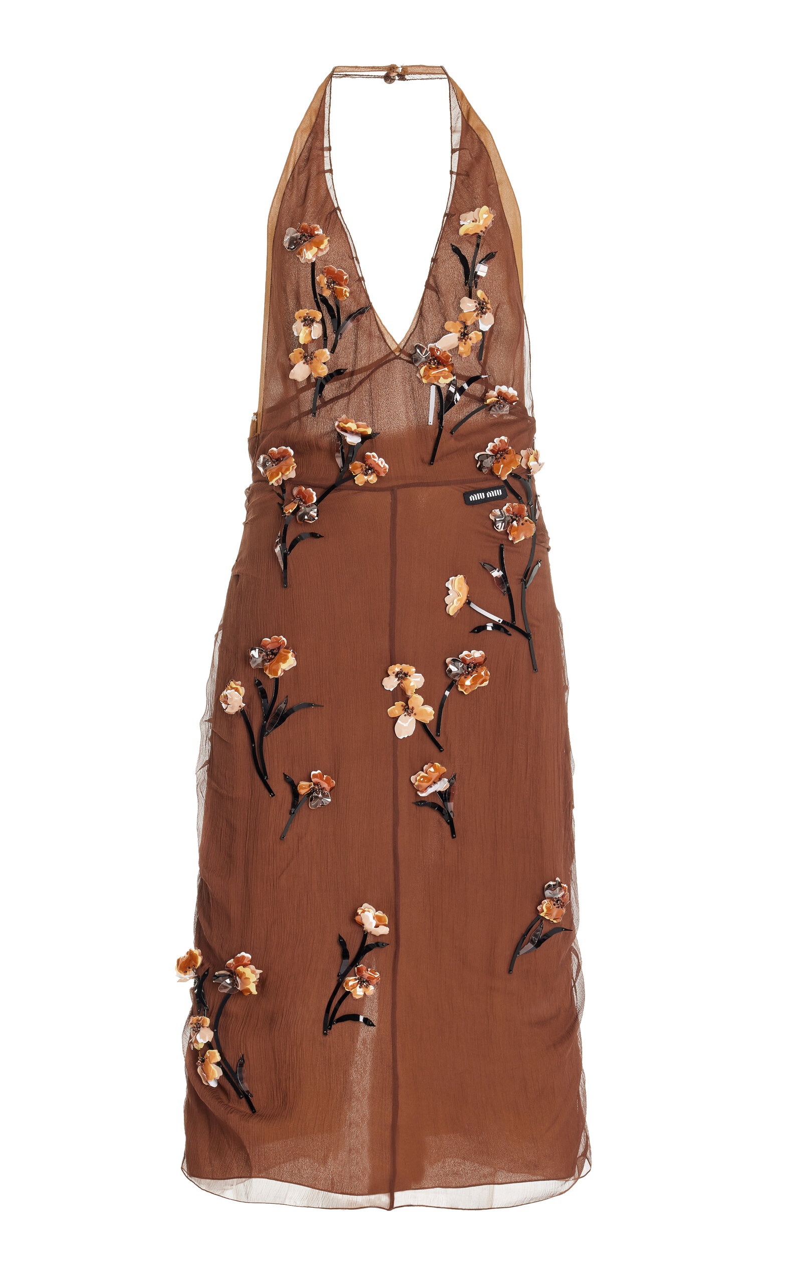 Miu Miu Embellished Chiffon Midi Dress brown | modaoperandi | REVERSIBLE