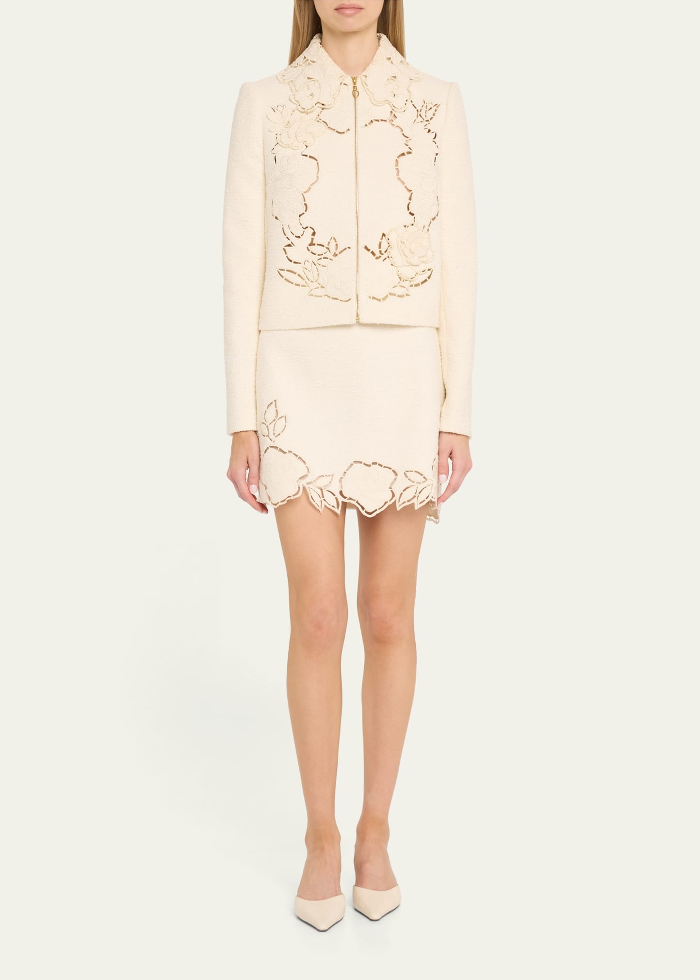 Rose Ladder Stitch Tweed Jacket - 2