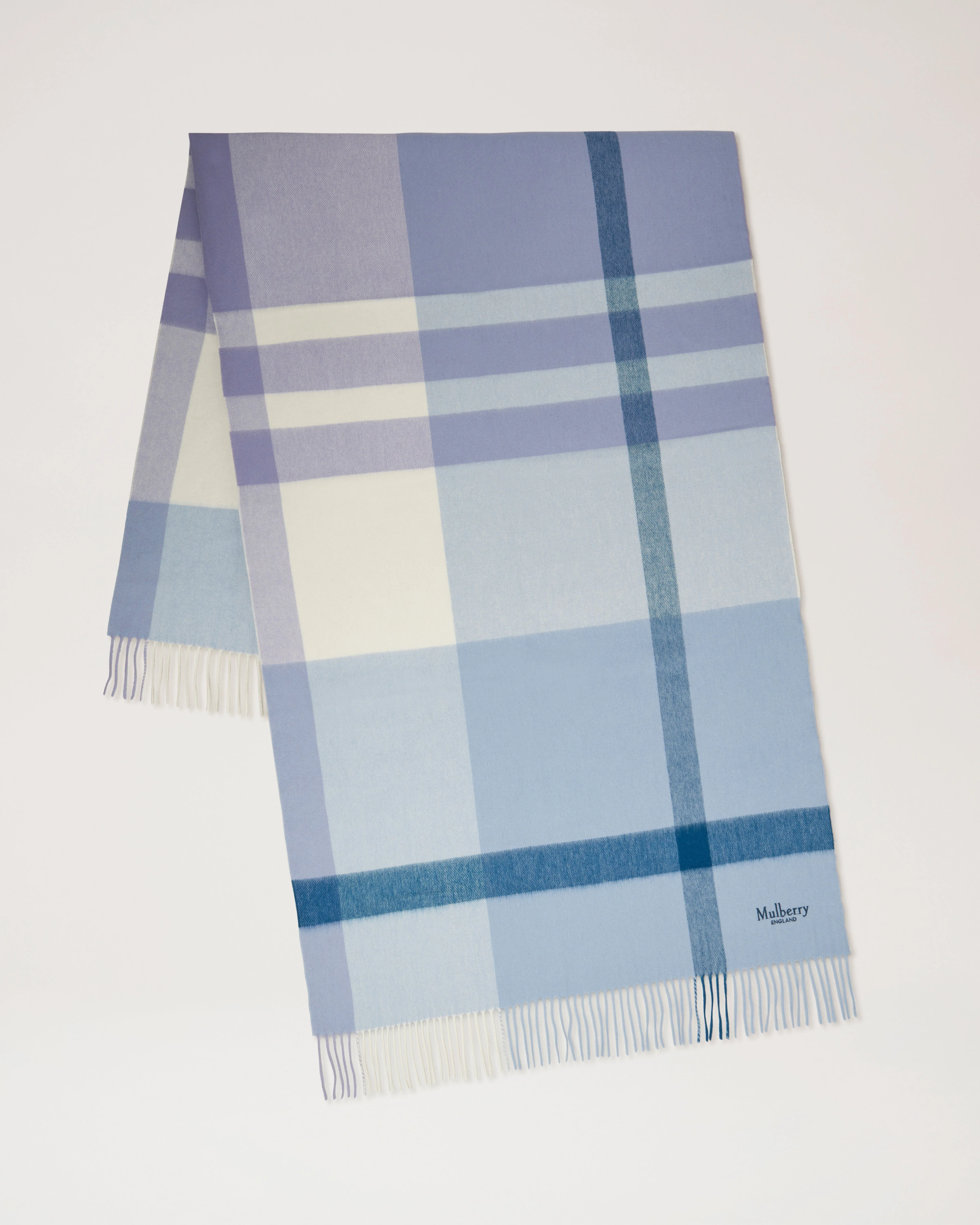 Large Check Merino Wool Scarf
Poplin Blue & White Merino Wool - 1