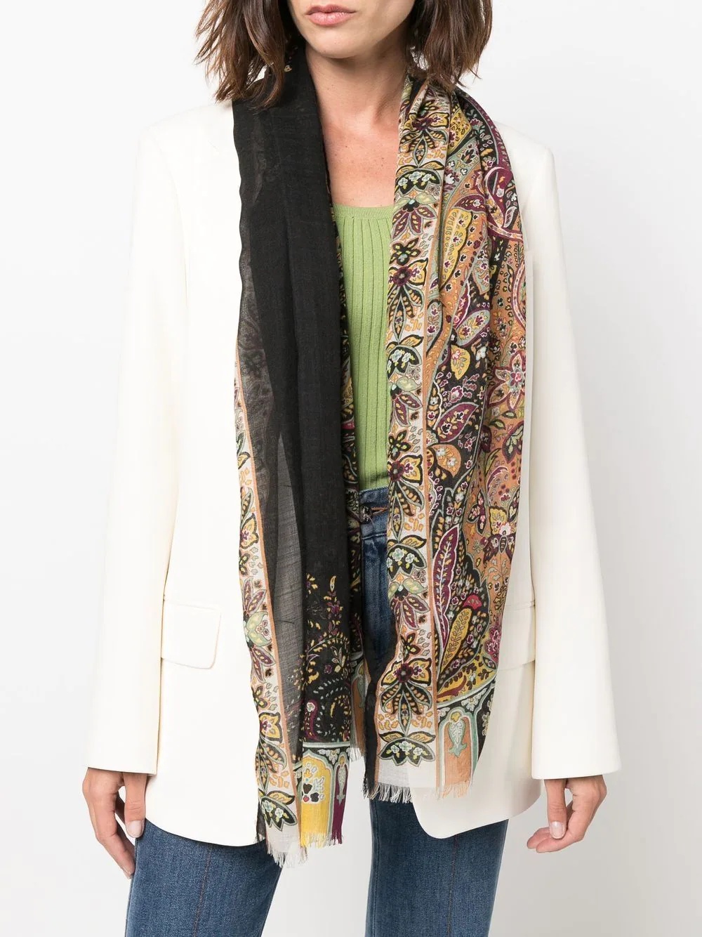 paisley-print fine scarf - 2