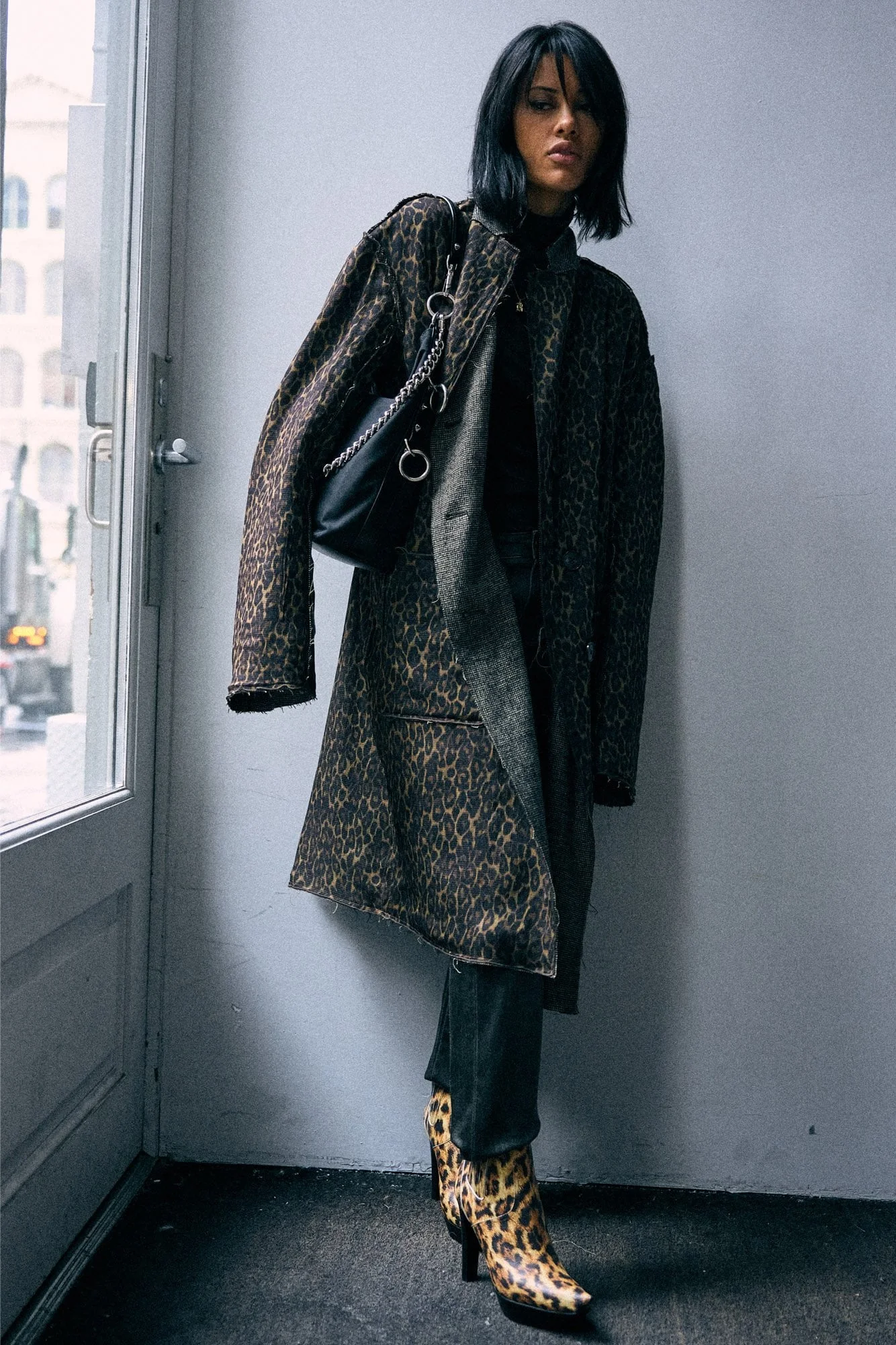 Double Layer Reversible Raw Cut Coat - 1