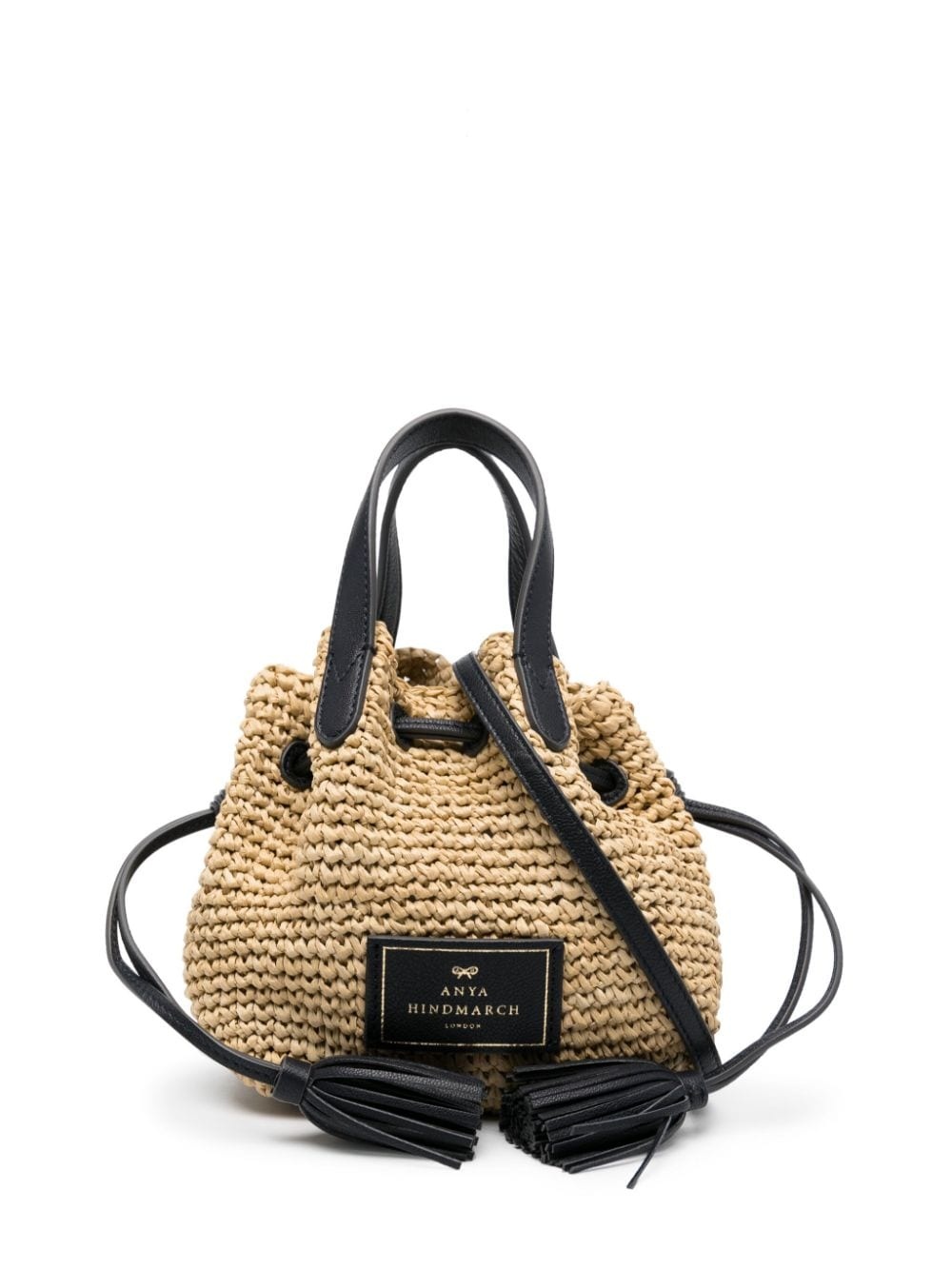 small raffia bucket bag - 1
