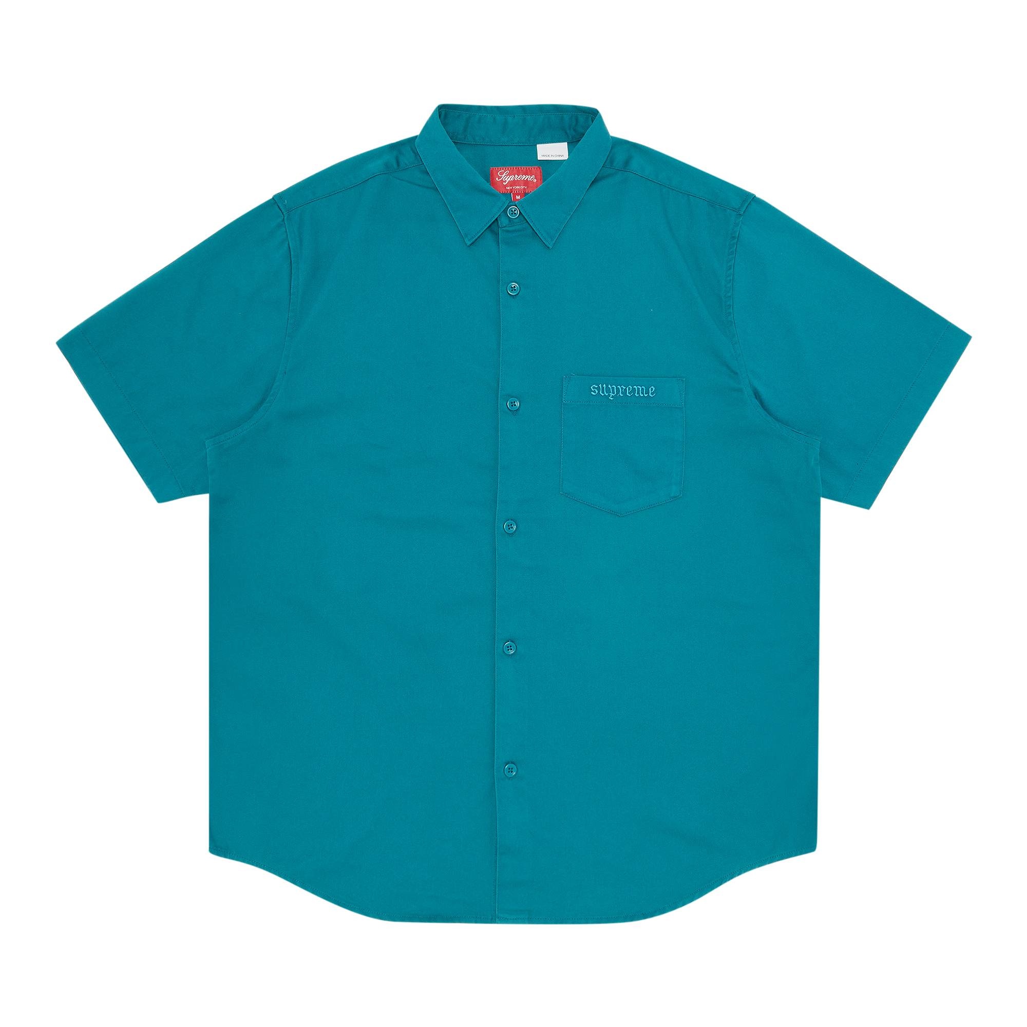 Supreme Croc Patch Short-Sleeve Work Shirt 'Teal' - 1