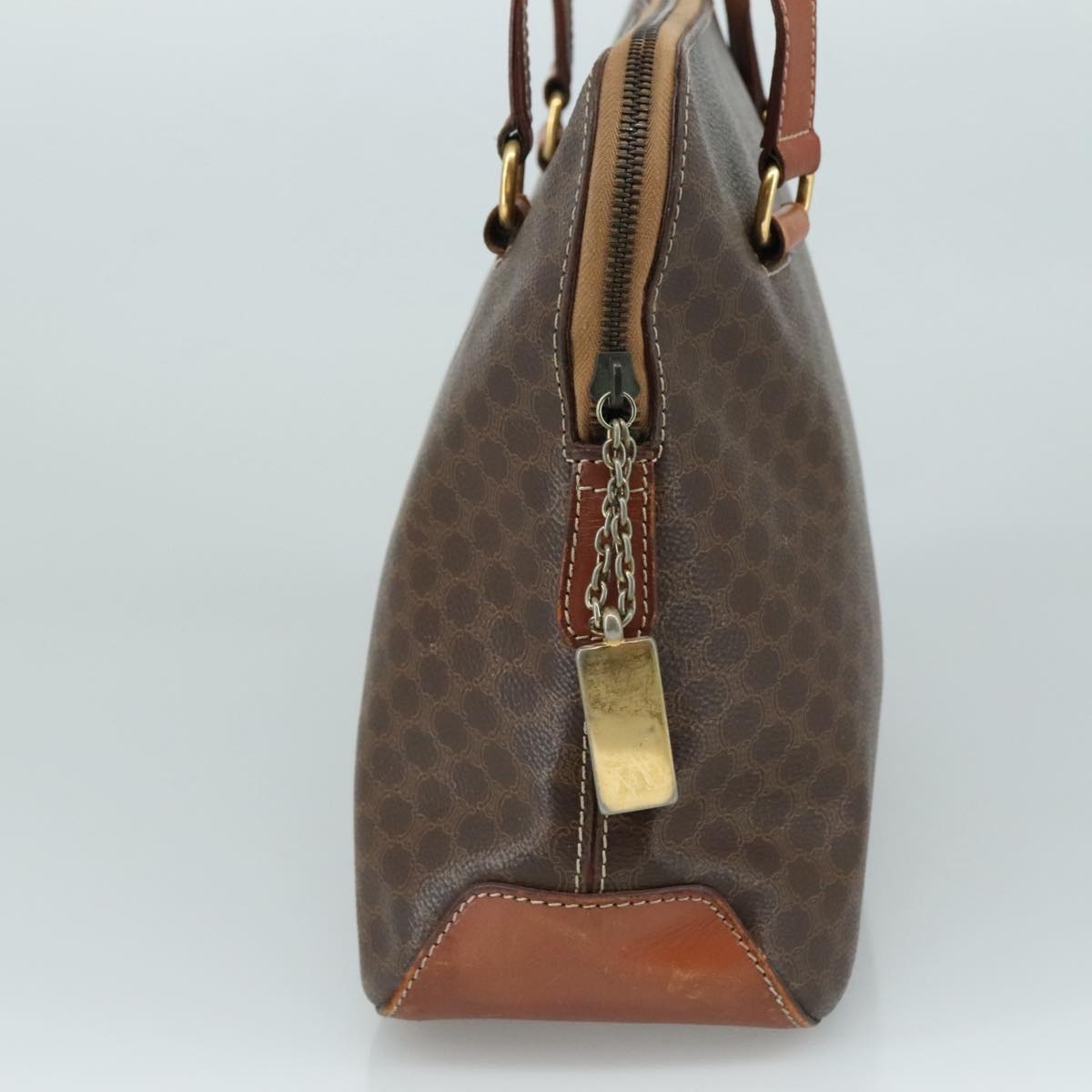 CELINE Macadam Canvas Hand Bag Pvc Leather Brown - 3