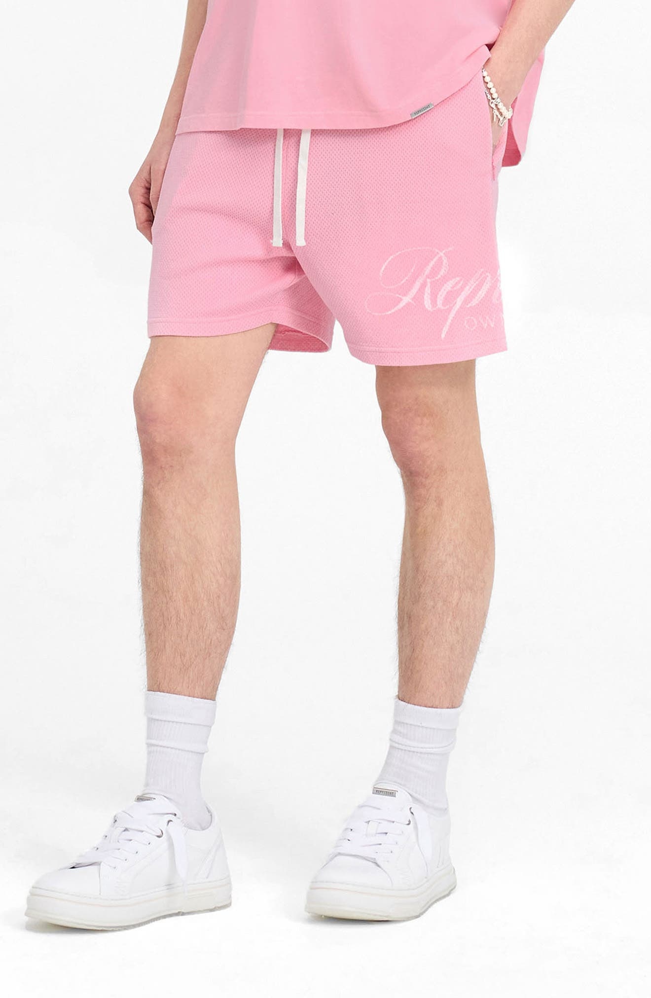 Represent Owners' Club Cotton Mesh Drawstring Shorts in Pink at Nordstrom - 3