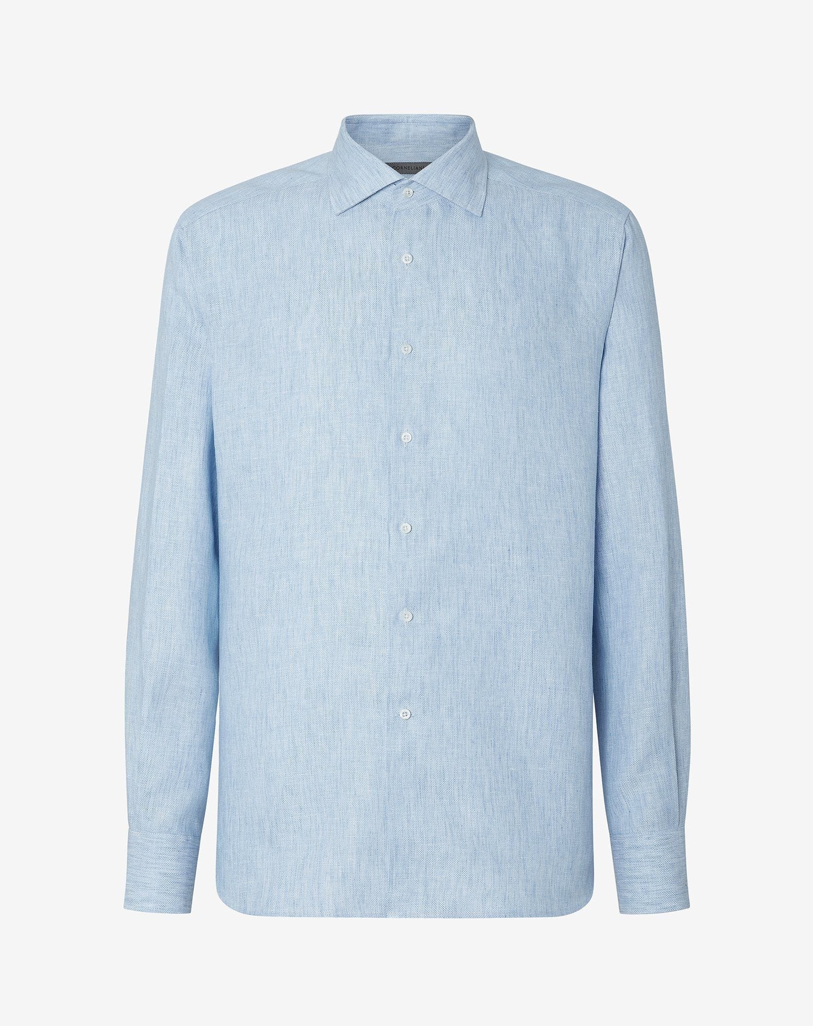 Light blue pure linen shirt - 1