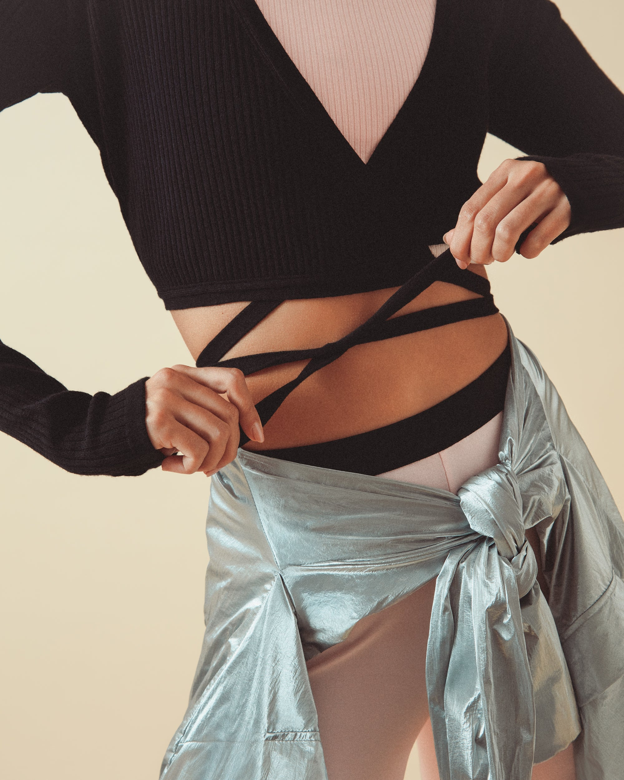 RIB-KNIT WRAP-OVER - 1