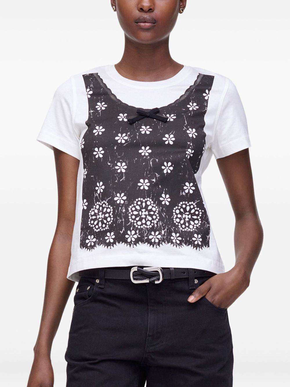 top-print cotton T-shirt - 4