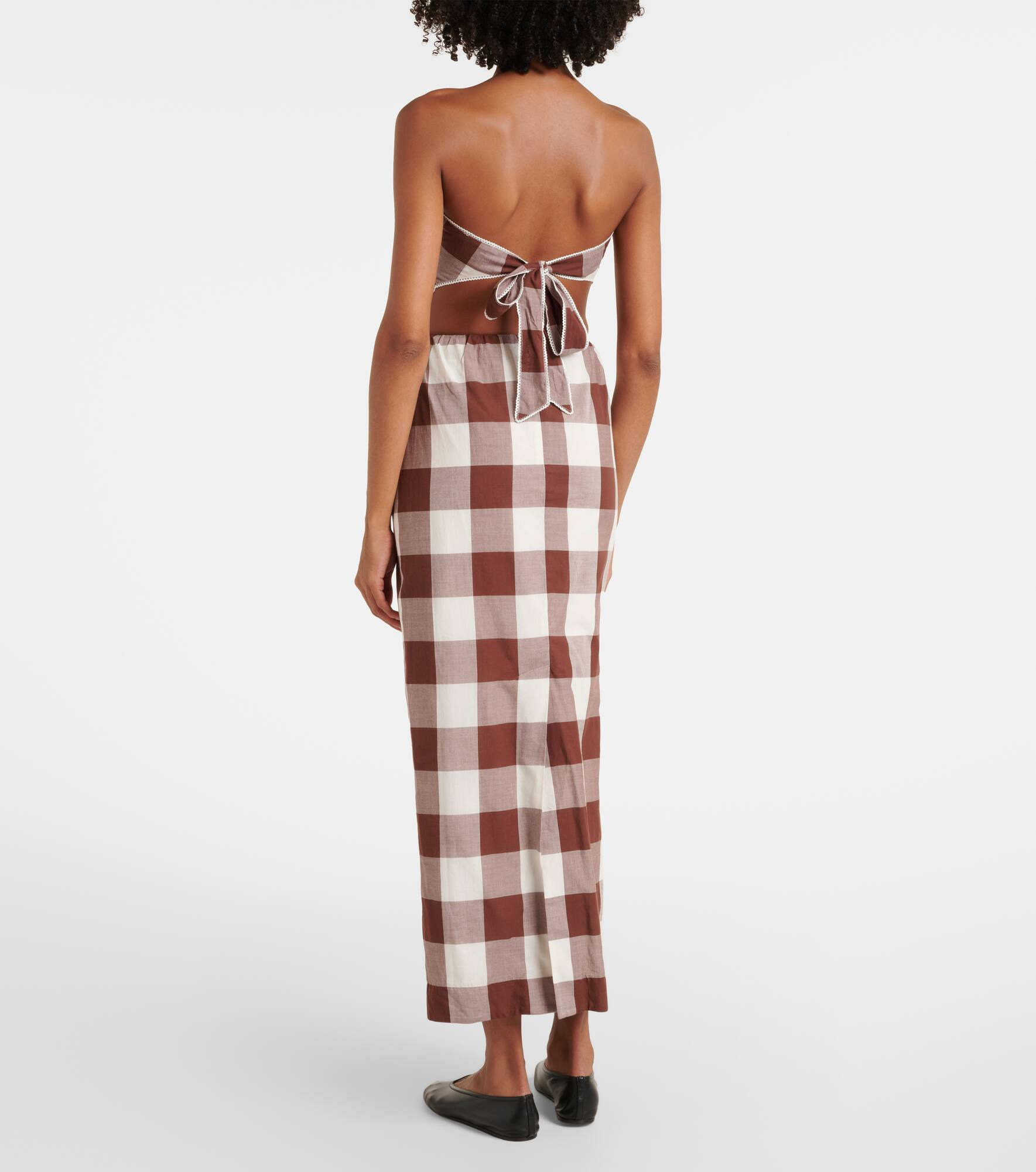 Mira gingham cotton maxi skirt - 3