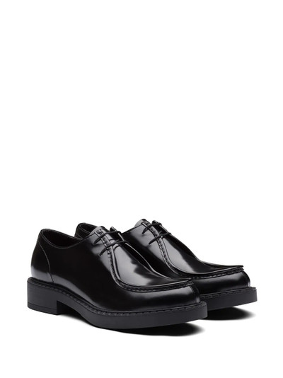 Prada brushed leather paraboot shoes outlook