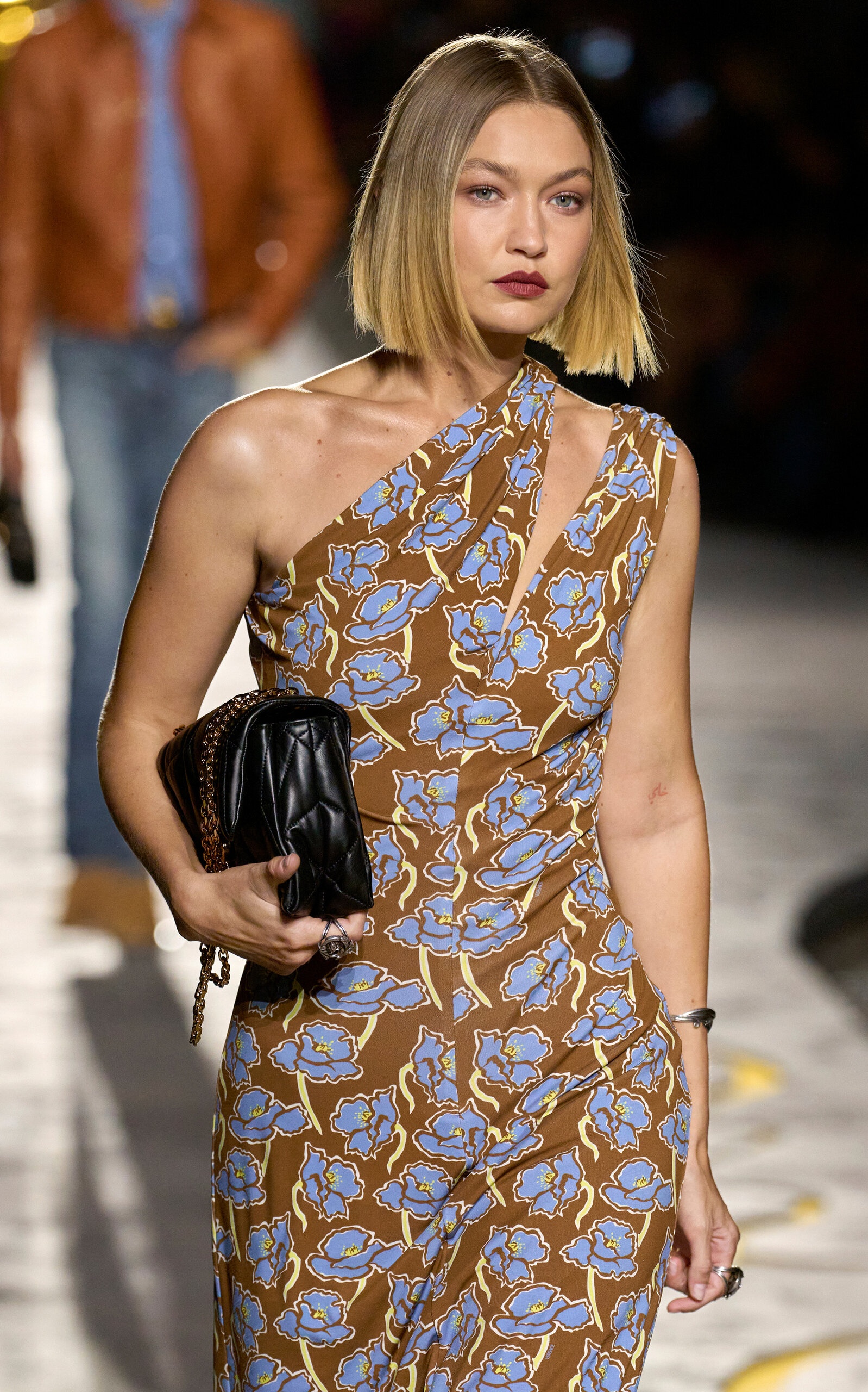Floral Stretch Crepe Jersey Knee-Length Dress brown - 3