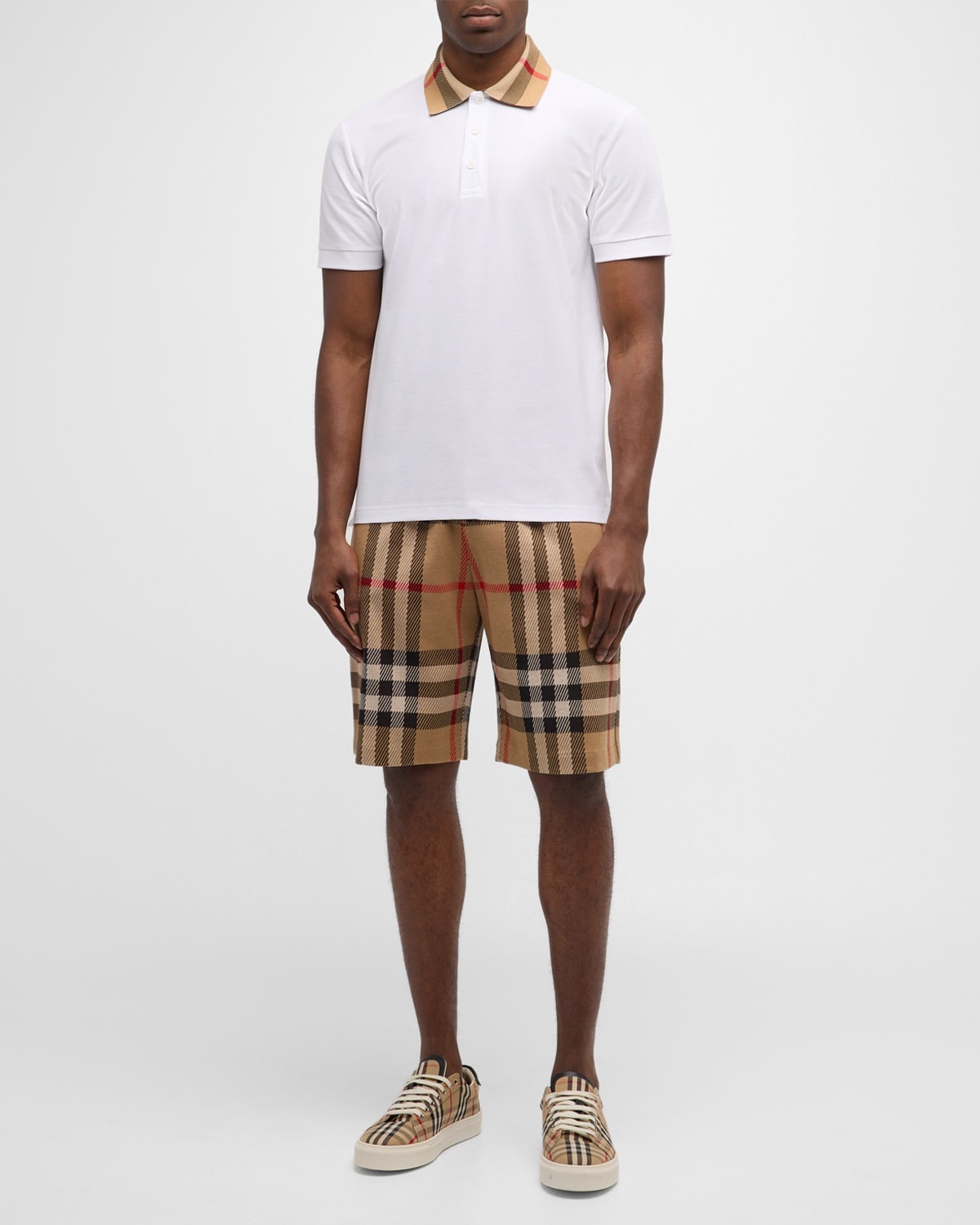 Men's Pique Polo Shirt with Check Collar - 3