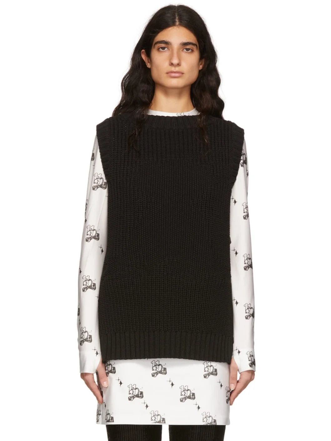 Black Cotton Vest - 1