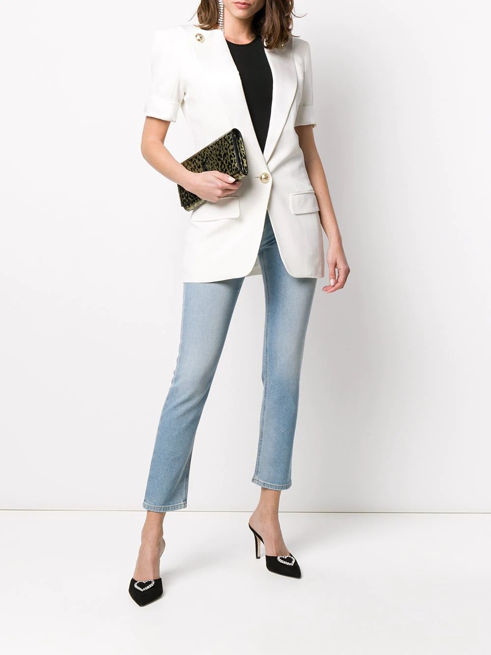 oversized-lapel short-sleeve blazer - 2