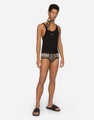 Dolce & Gabbana Two-way stretch cotton Brando briefs with leopard print outlook