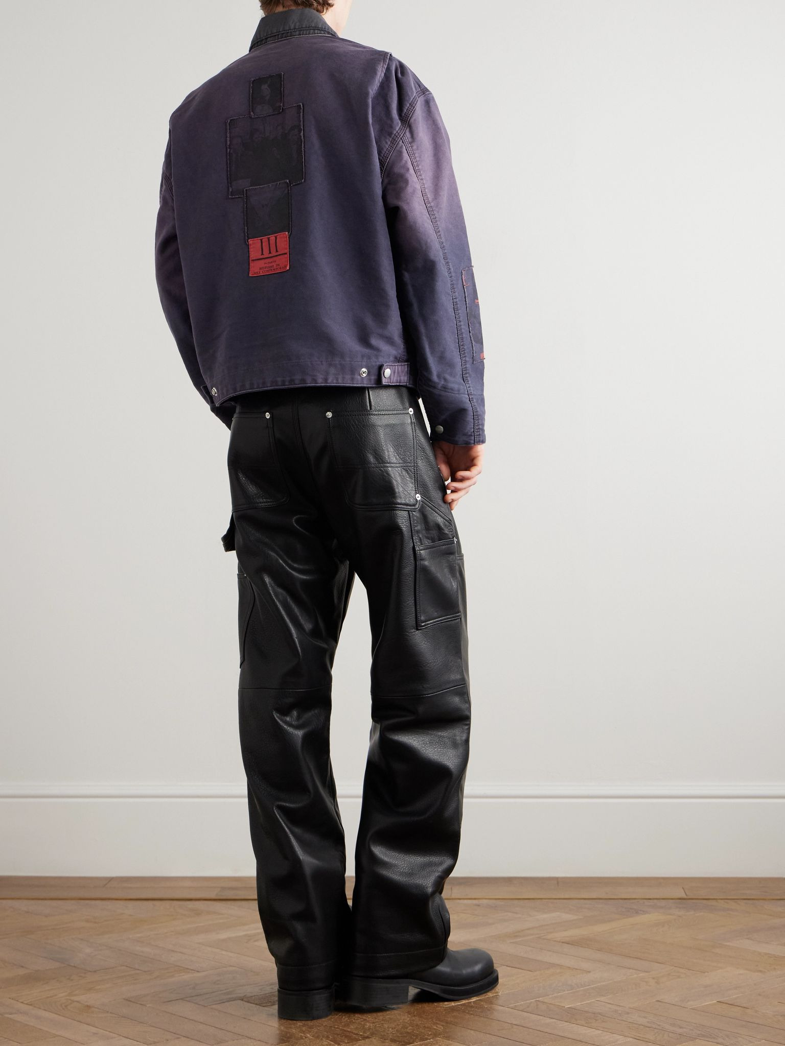 Chapitre XXI Appliquéd Distressed Printed Cotton-Moleskin Jacket Purple - 2