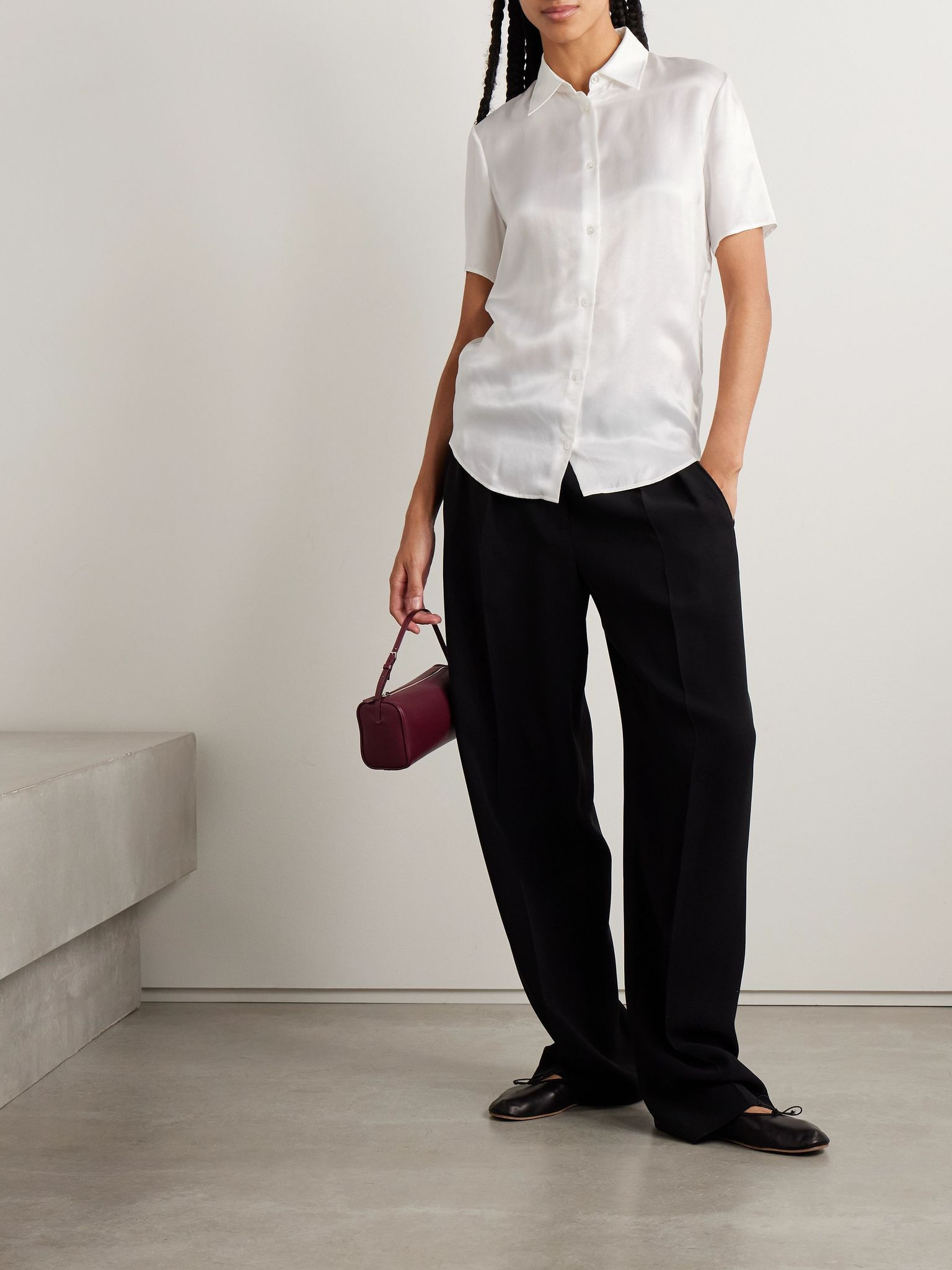Petrova washed-satin shirt Off-white - 2