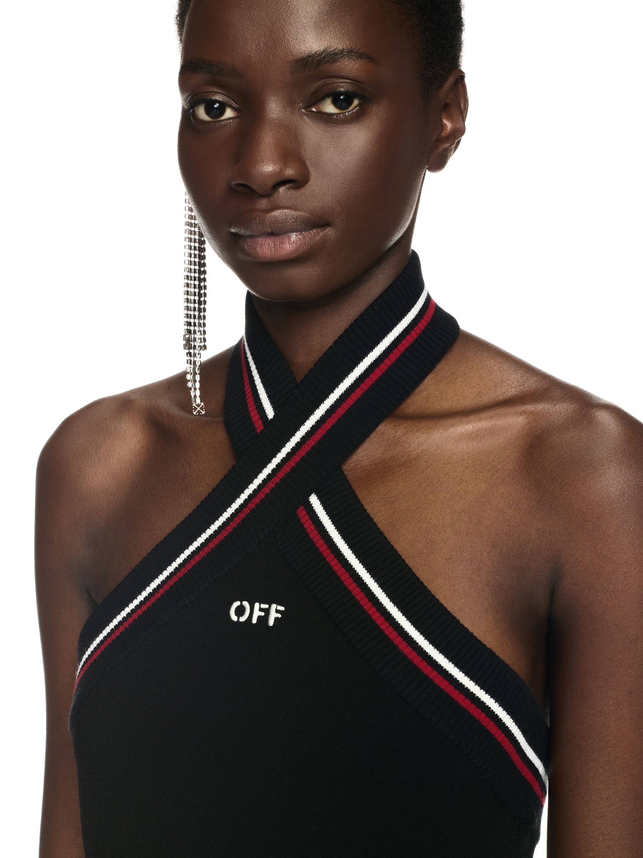 Black Cross Collar Mini Dress - 5
