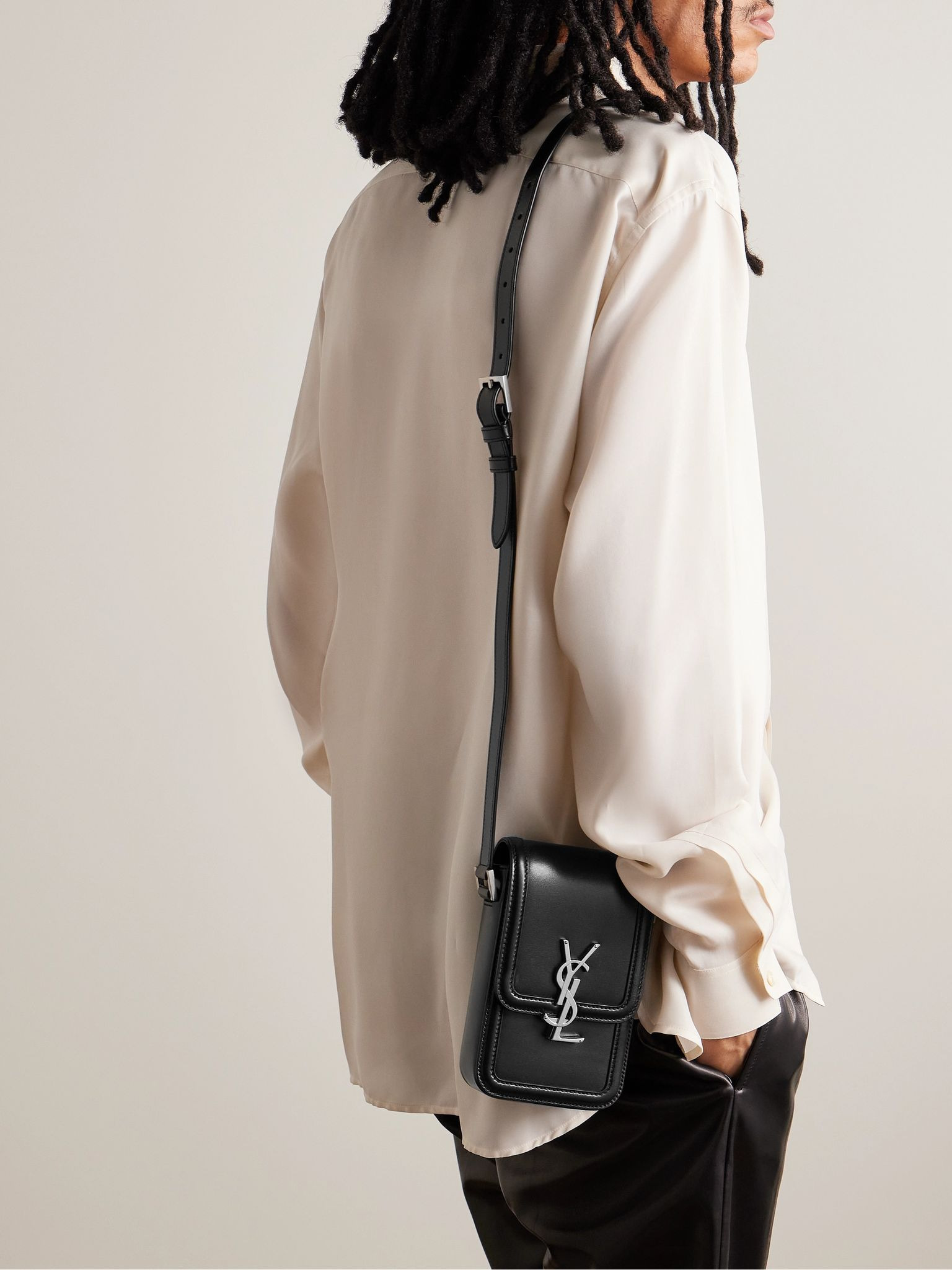 Solferino Mini Logo-Embellished Leather Messenger Bag Black - 2