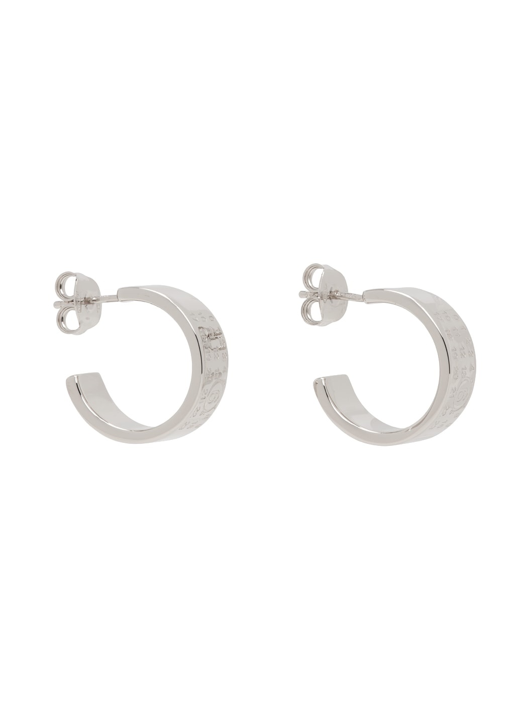 Silver Numeric Minimal Signature Hoop Earrings - 2