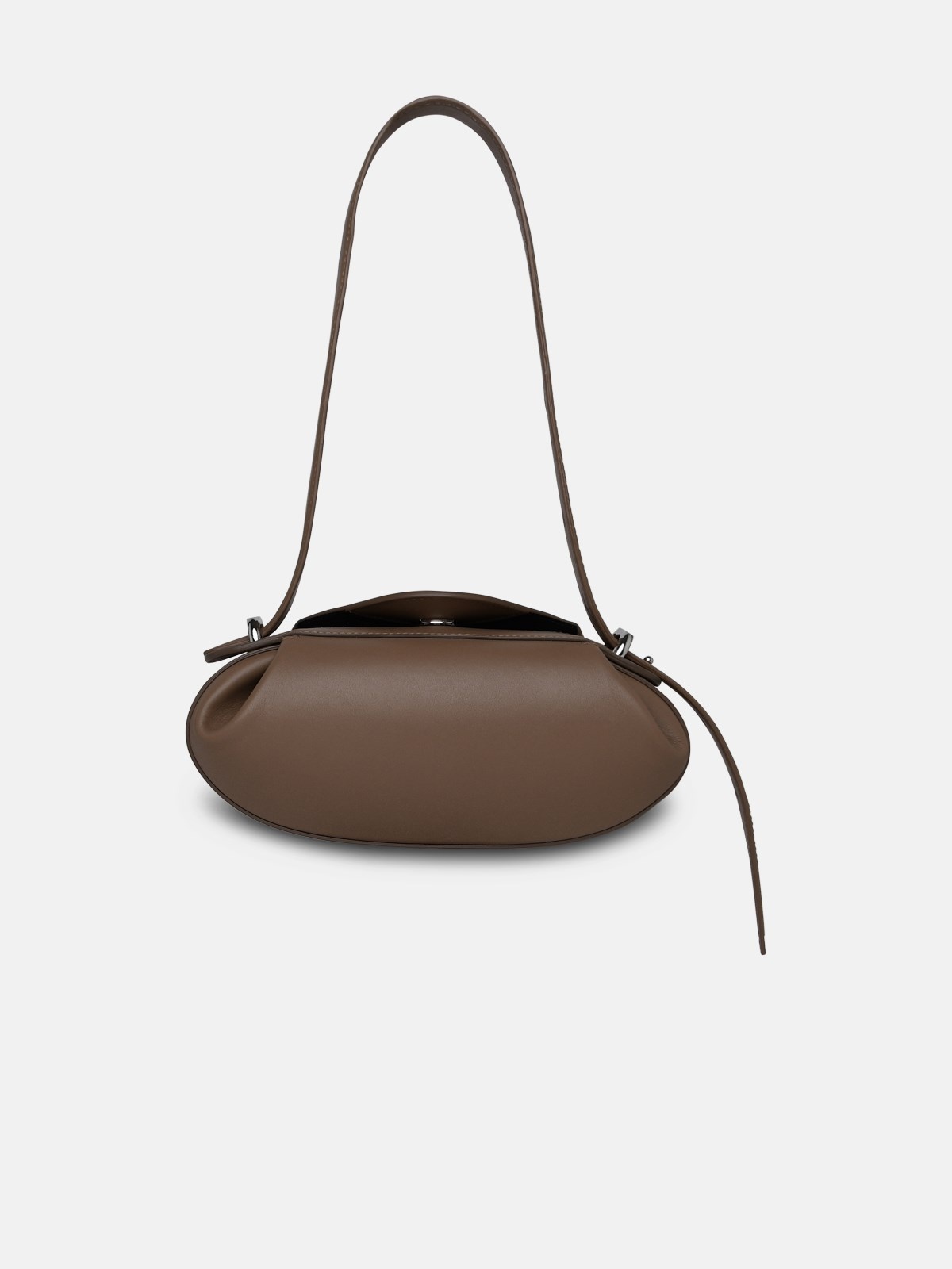 Dinner Roll crossbody bag in dove-gray leather - 3