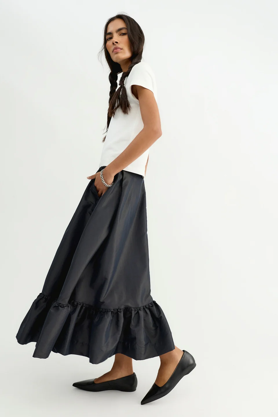 Vernier Taffeta Midi Skirt - 1