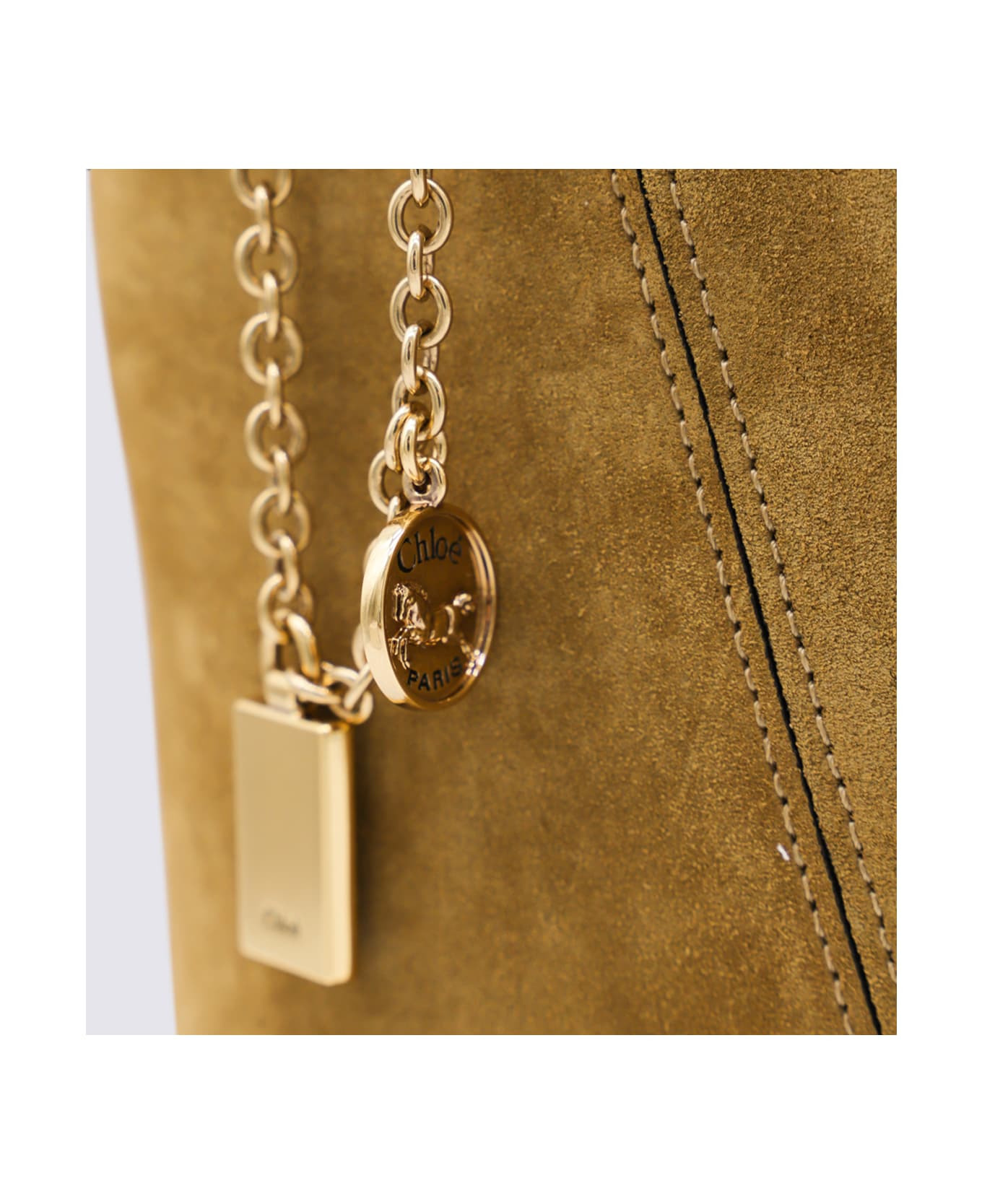 Dark Gold Leather Spin Tote - 4