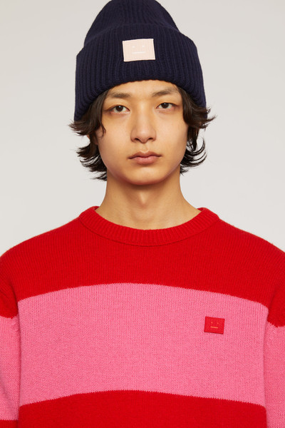 Acne Studios Rib knit beanie hat navy/pink outlook