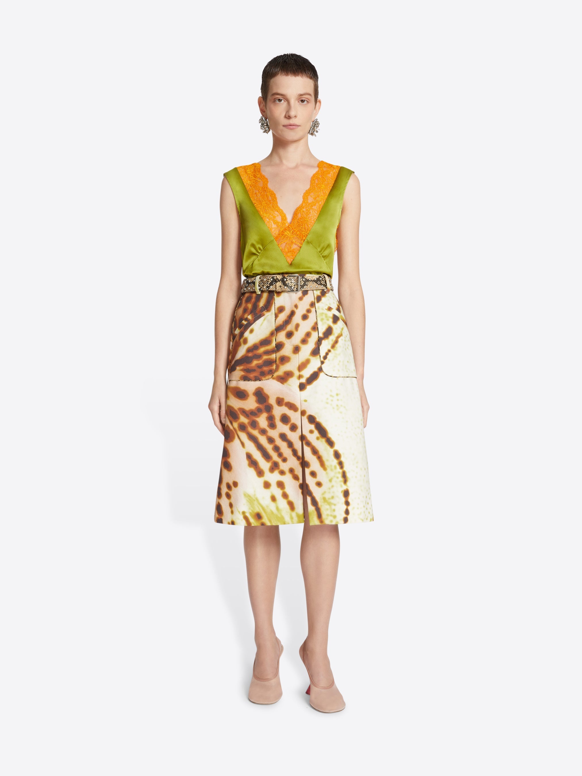 PRINTED BELTED SKIRT - 2