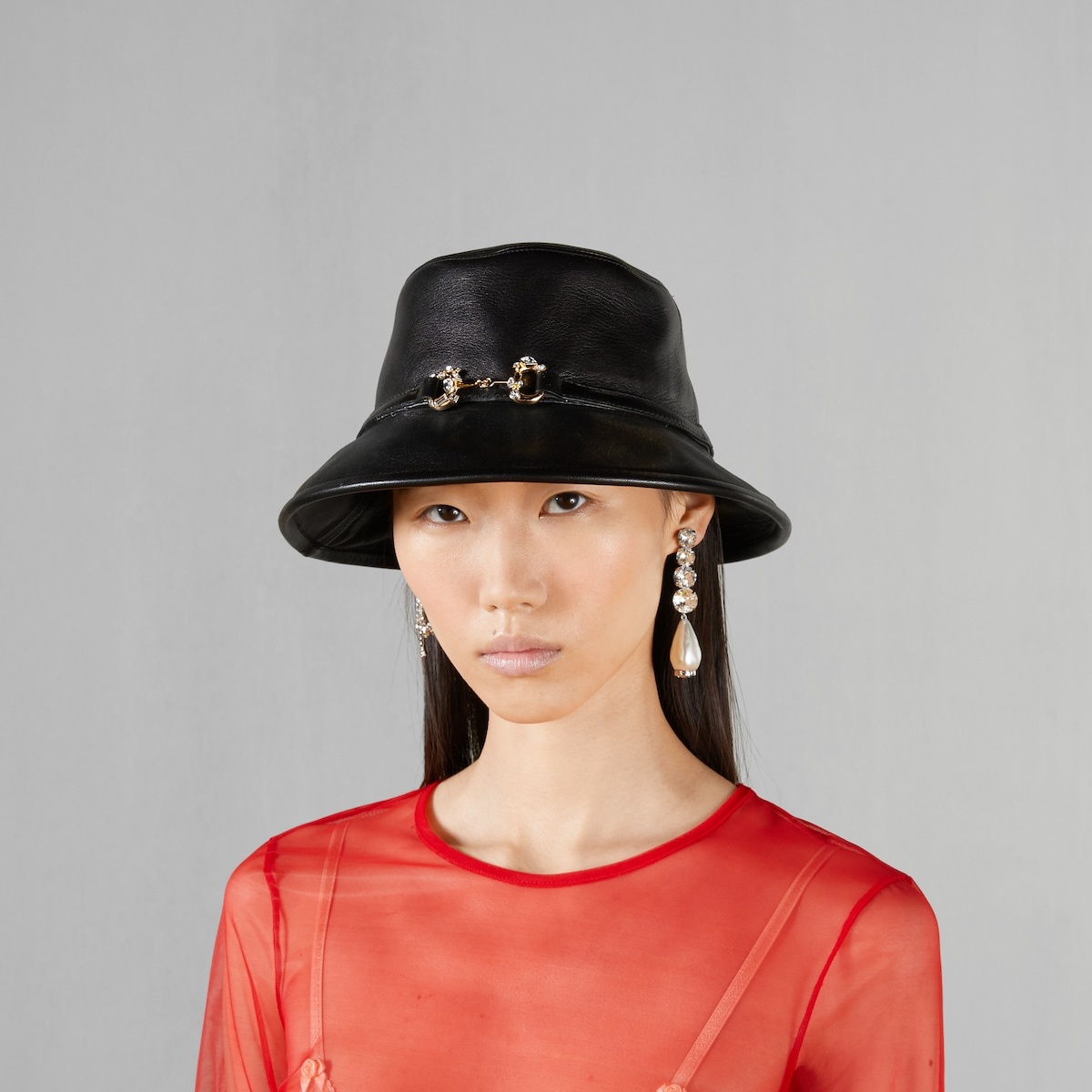 Leather bucket hat with Horsebit - 3