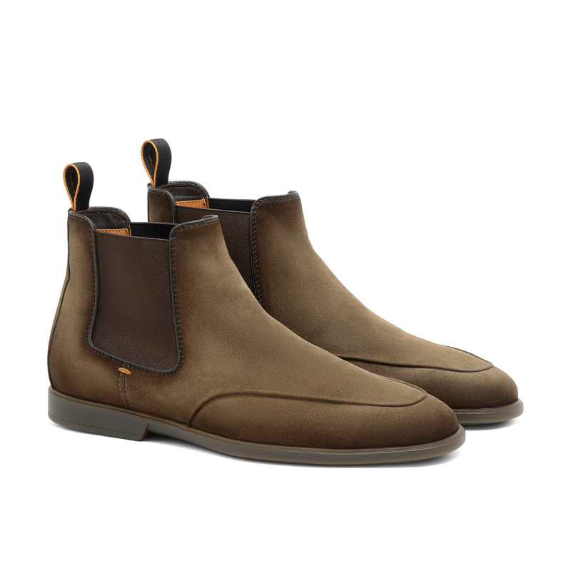 Santoni Men’s brown suede Chelsea boot outlook