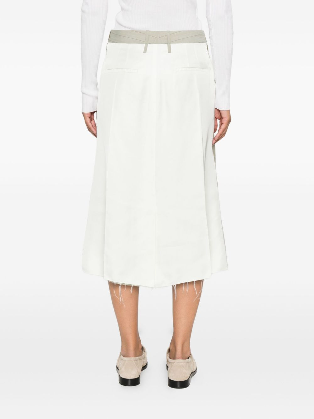 pinstripe frayed skirt - 4
