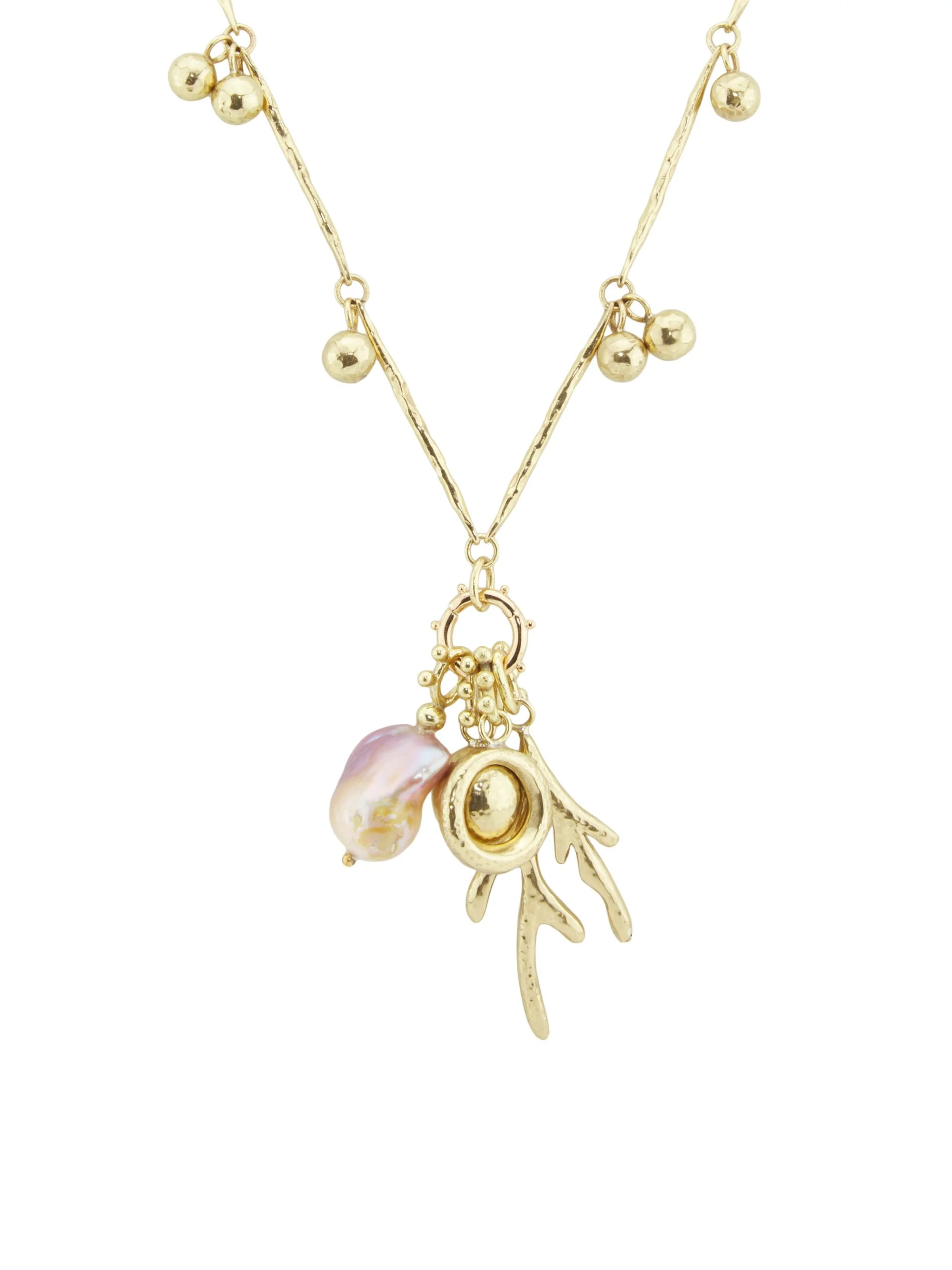 Women's Petrina Goldtone & Cultured Freshwater Pearl Charm Necklace - Brass - 1