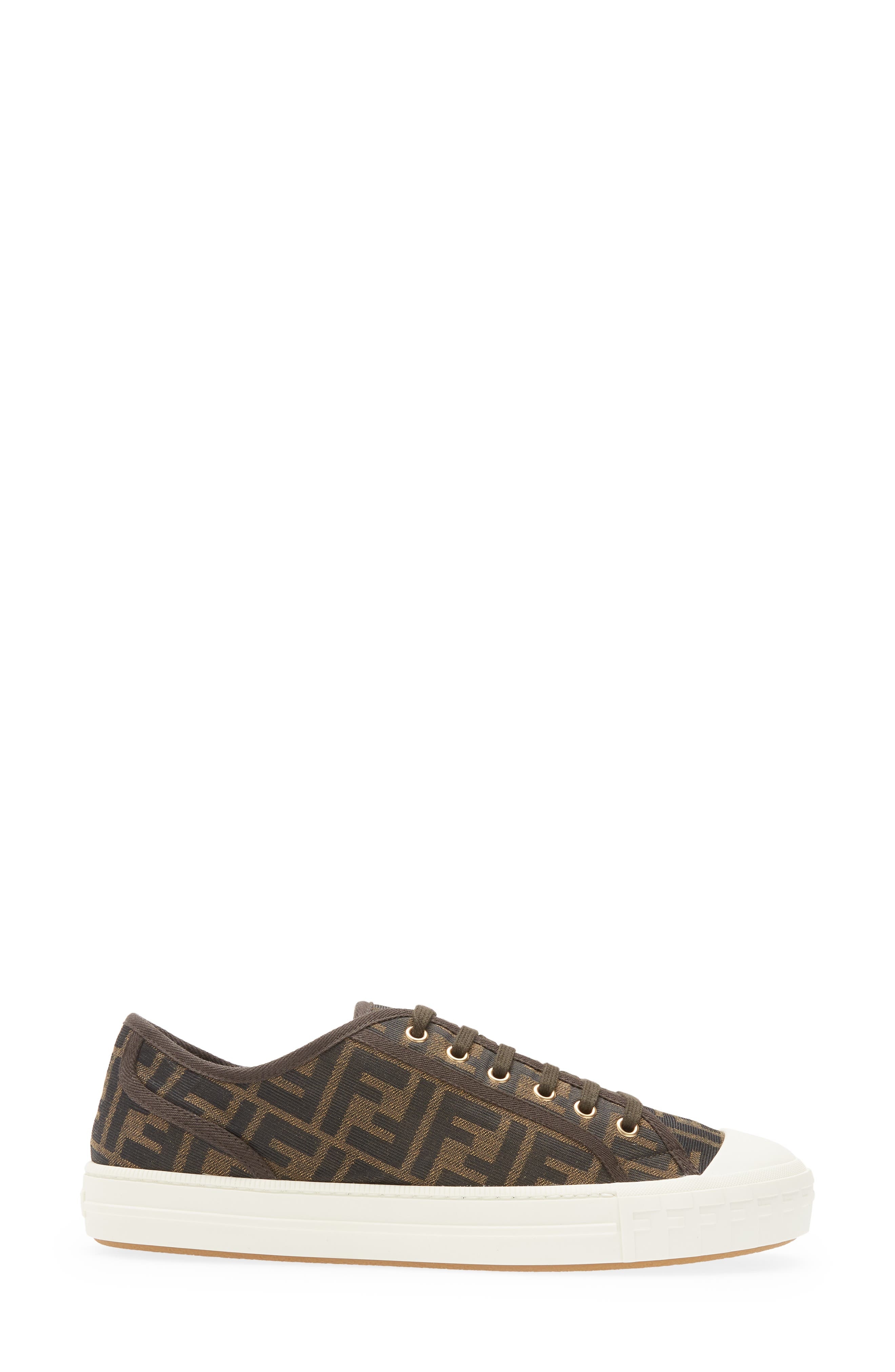 Fendi FF Domino Low Top Sneaker in Brown/Black at Nordstrom - 3