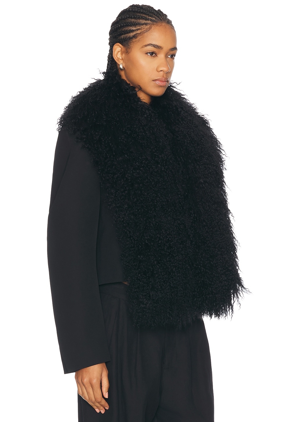 Faux Fur Collar Cropped Blazer - 3