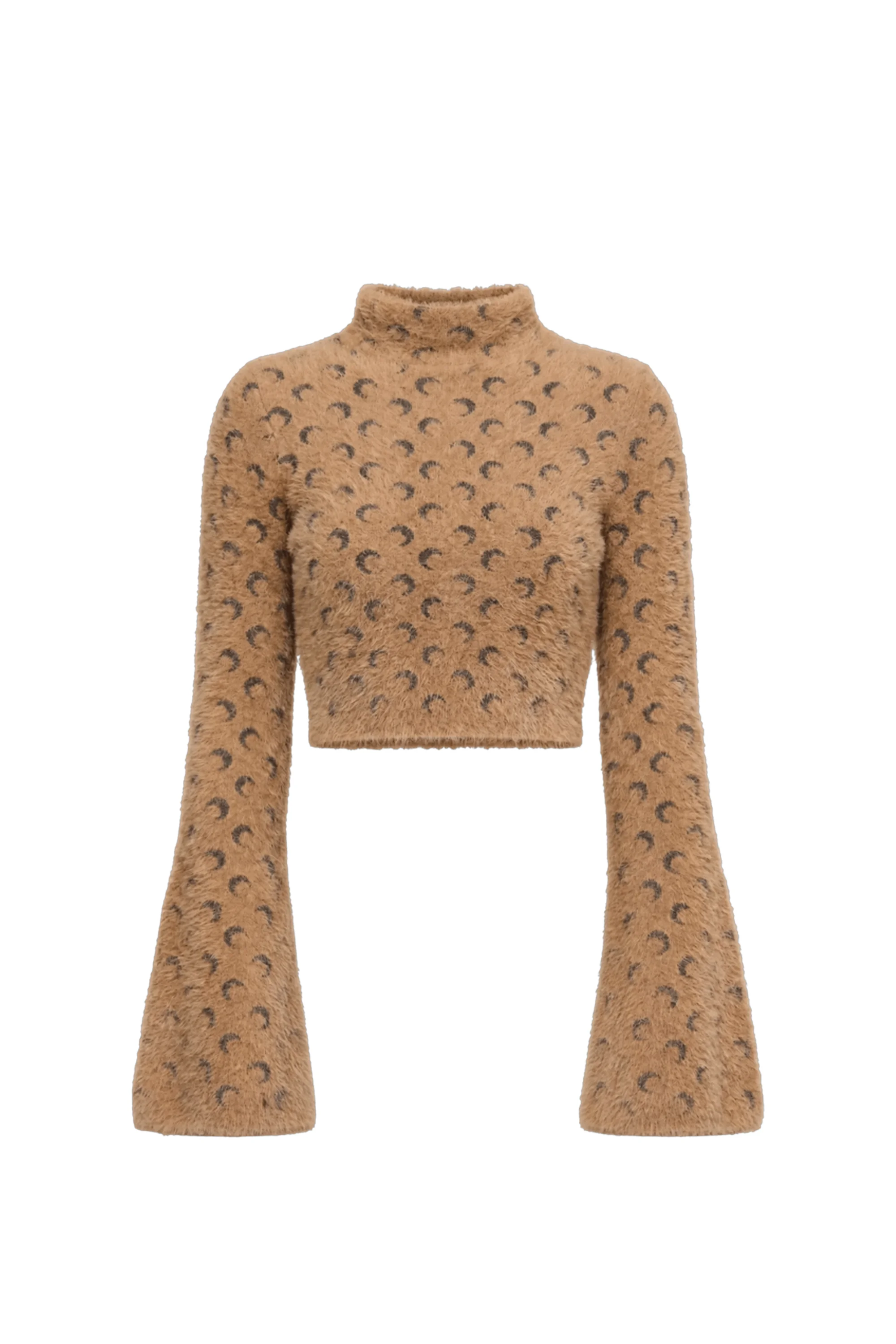 FLUFFY MOON JACQUARD KNIT HIGH NECK SWEATER - 1