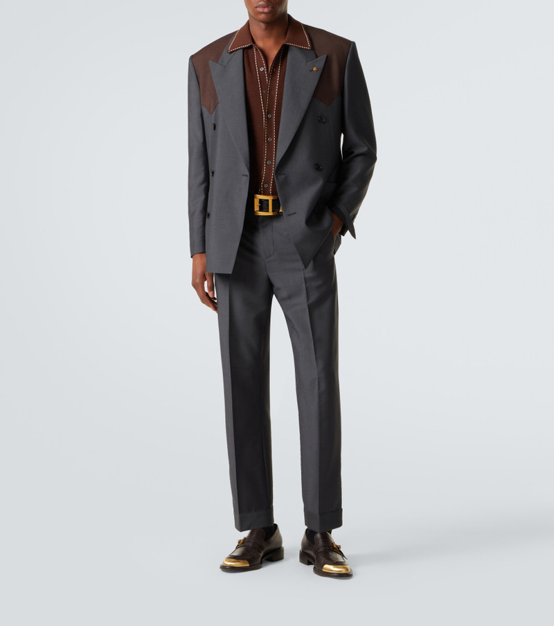 VERSACE Cropped wool and mohair straight pants outlook