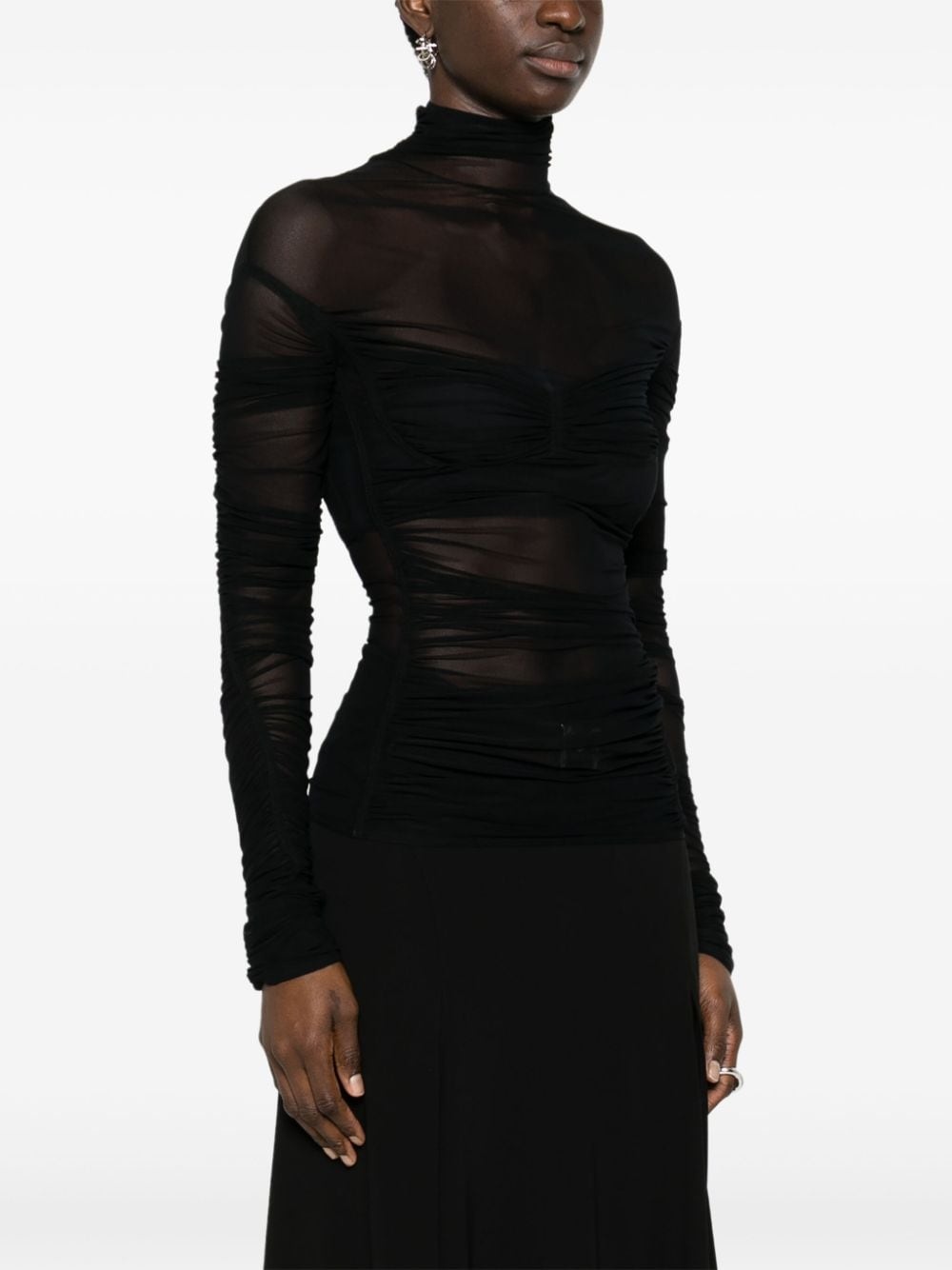 mesh ruched top - 3