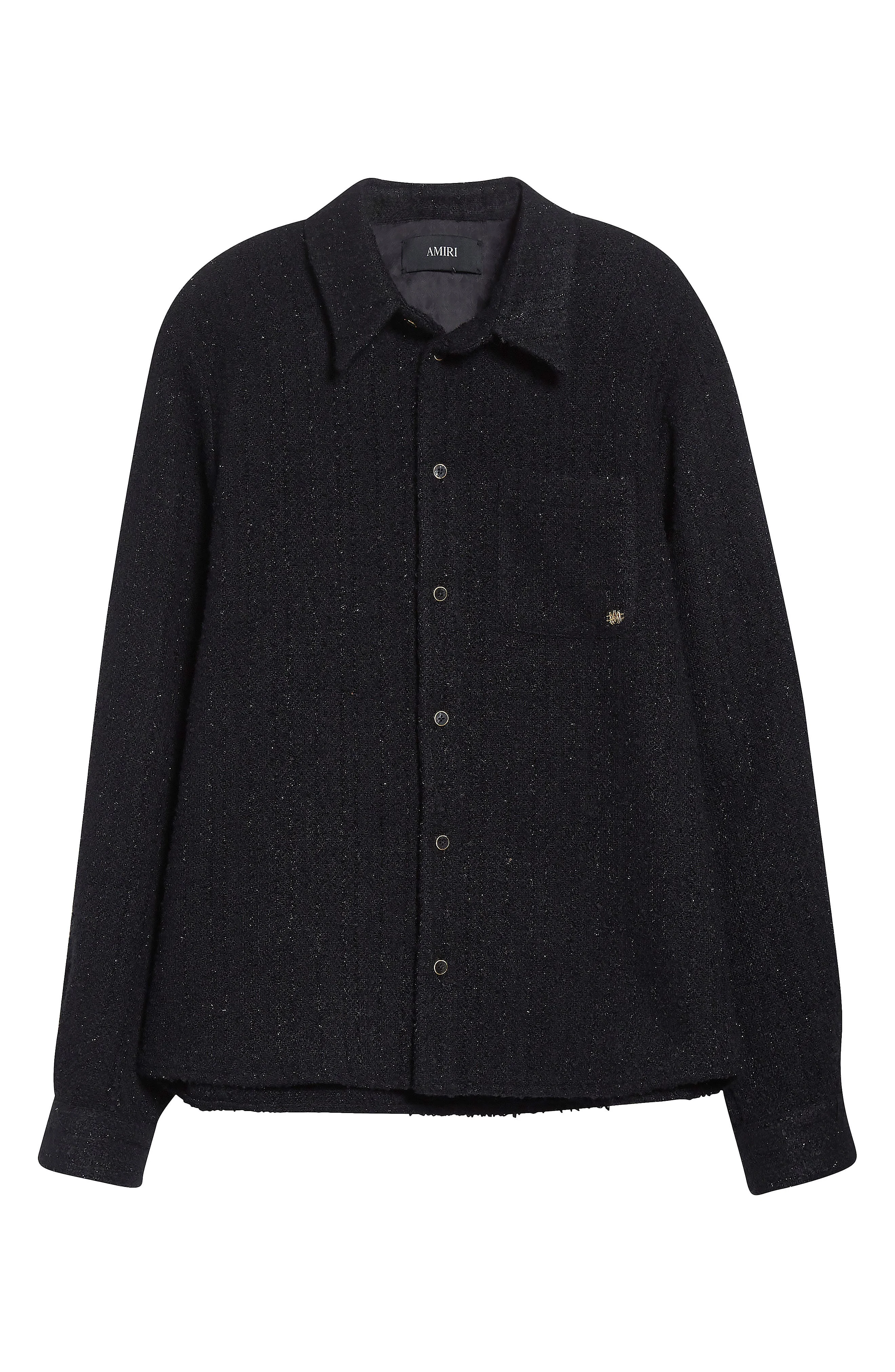 AMIRI Shimmer Bouclé Button-Up Shirt in Black at Nordstrom - 1