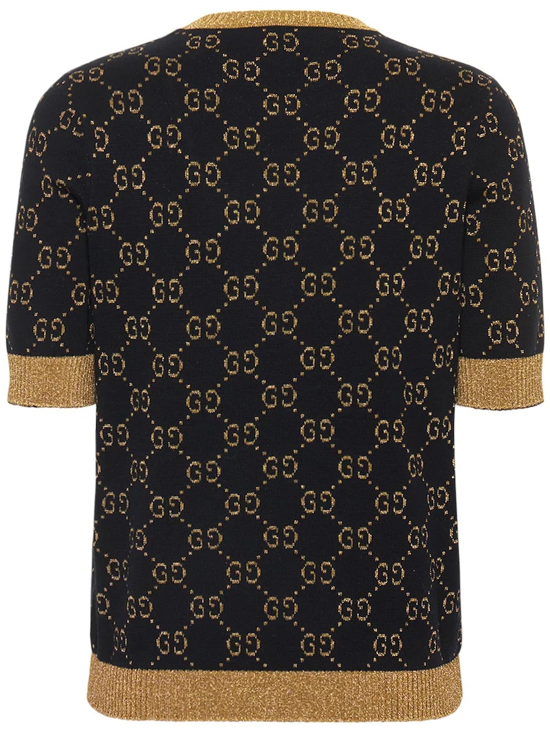 GUCCI GG SUPREME LUREX COTTON KNIT SWEATER luisaviaroma