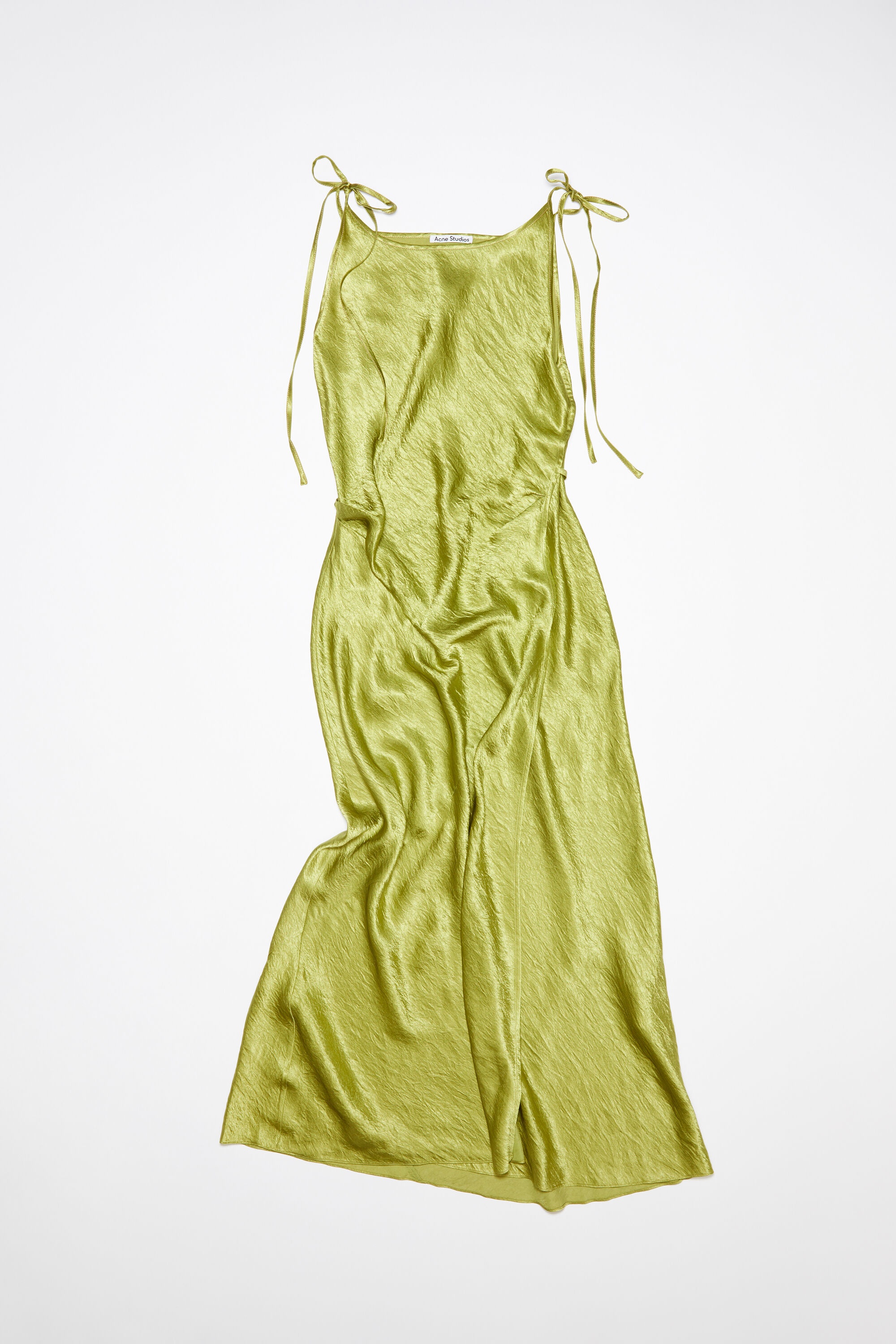Satin bias cut dress - Light olive - 7