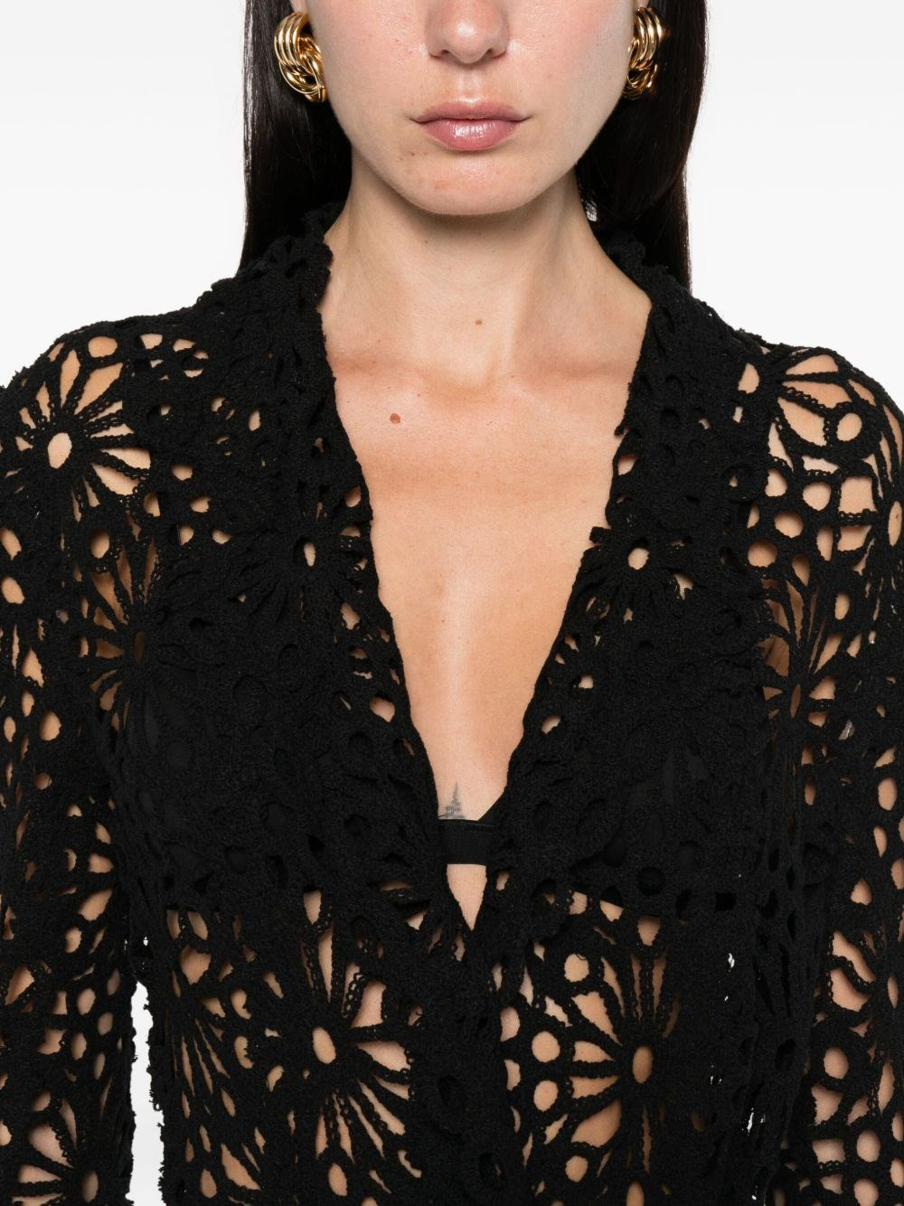 Lace single-breasted blazer jacket - 5